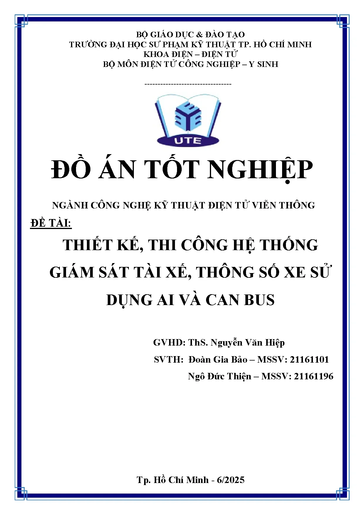 Đồ án tốt nghiệp - Thiết kế và thi công hệ thống giám sát tài xế, thông số xe sử dụng AI và Can Bus
