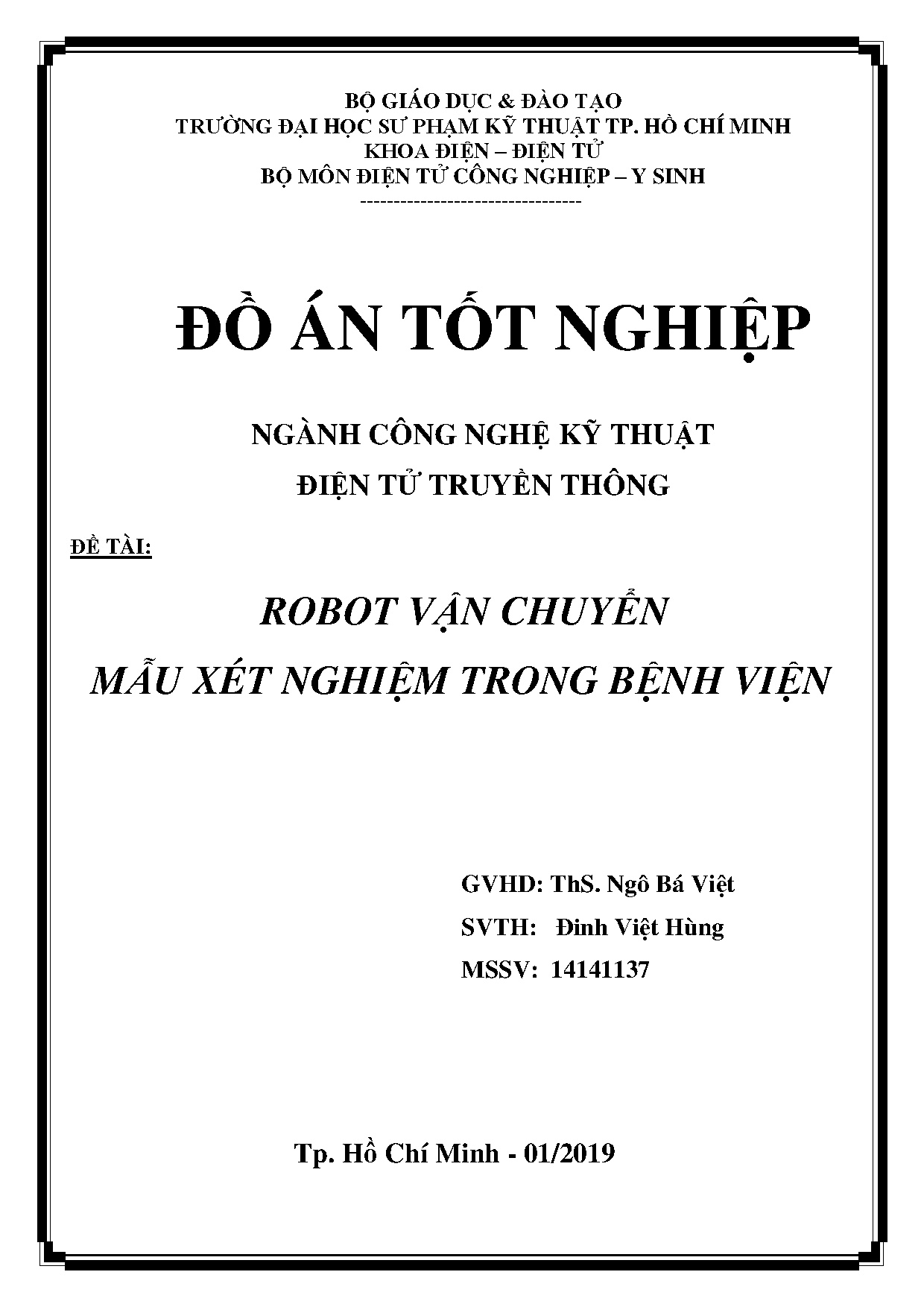 Đồ án tốt nghiệp - Robot vận chuyển mẫu xét nghiệm trong bệnh viện