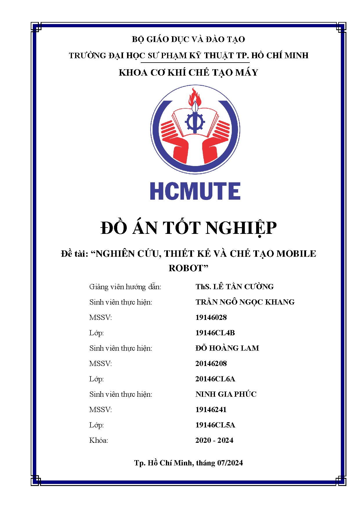 Đồ án tốt nghiệp - Nghiên cứu, thiết kế và chế tạo mobile robot