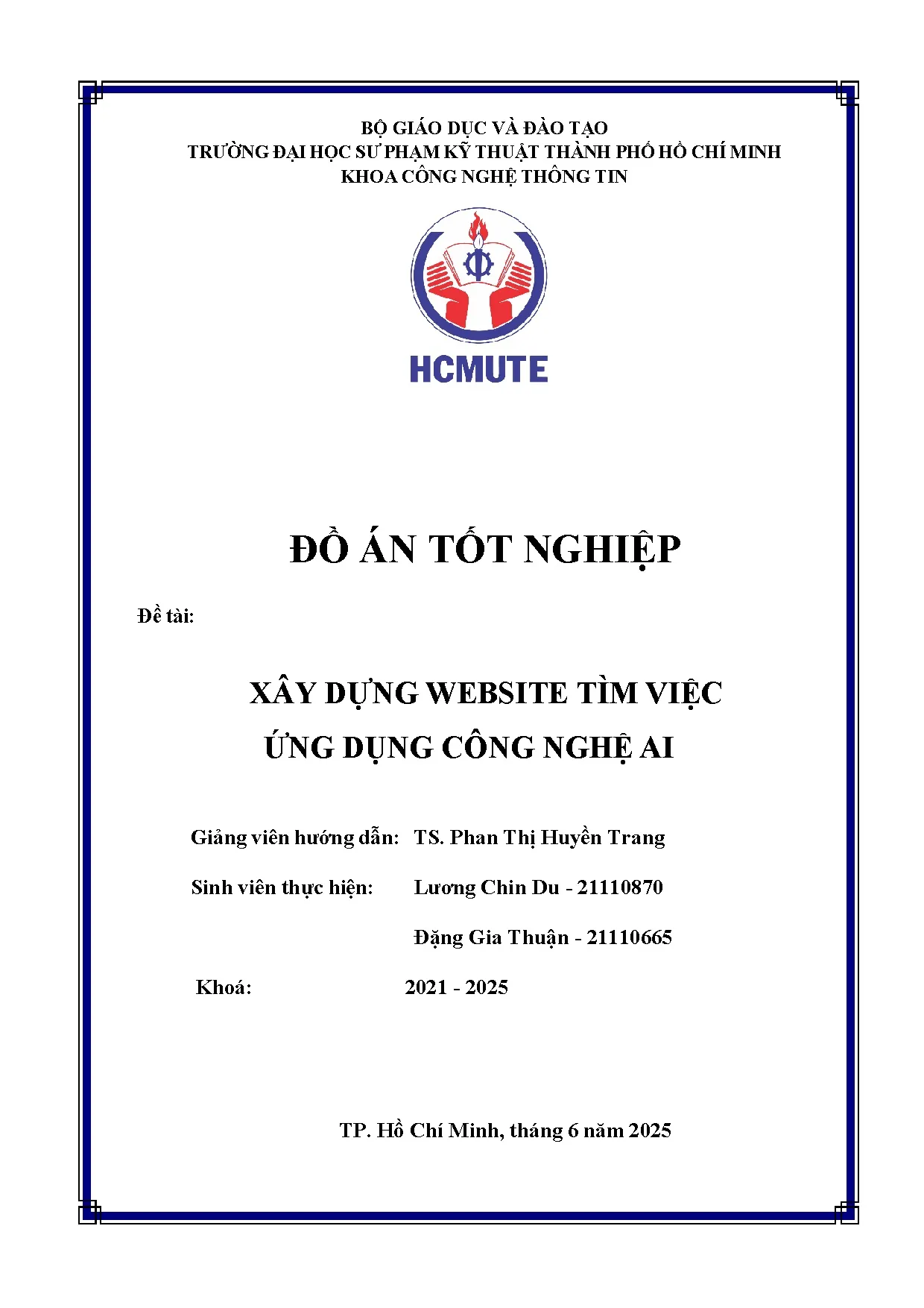 Đồ án tốt nghiệp - Xây dựng Website tìm việc ứng dụng công nghệ AI