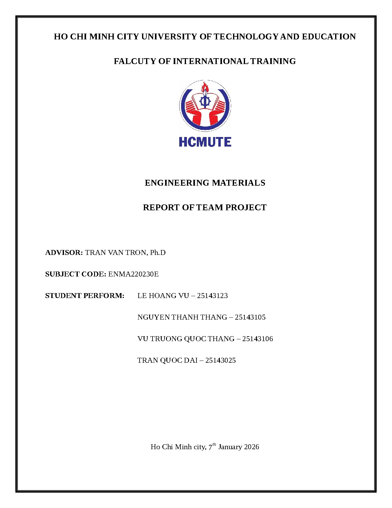 Engineering Materials Final Team Report