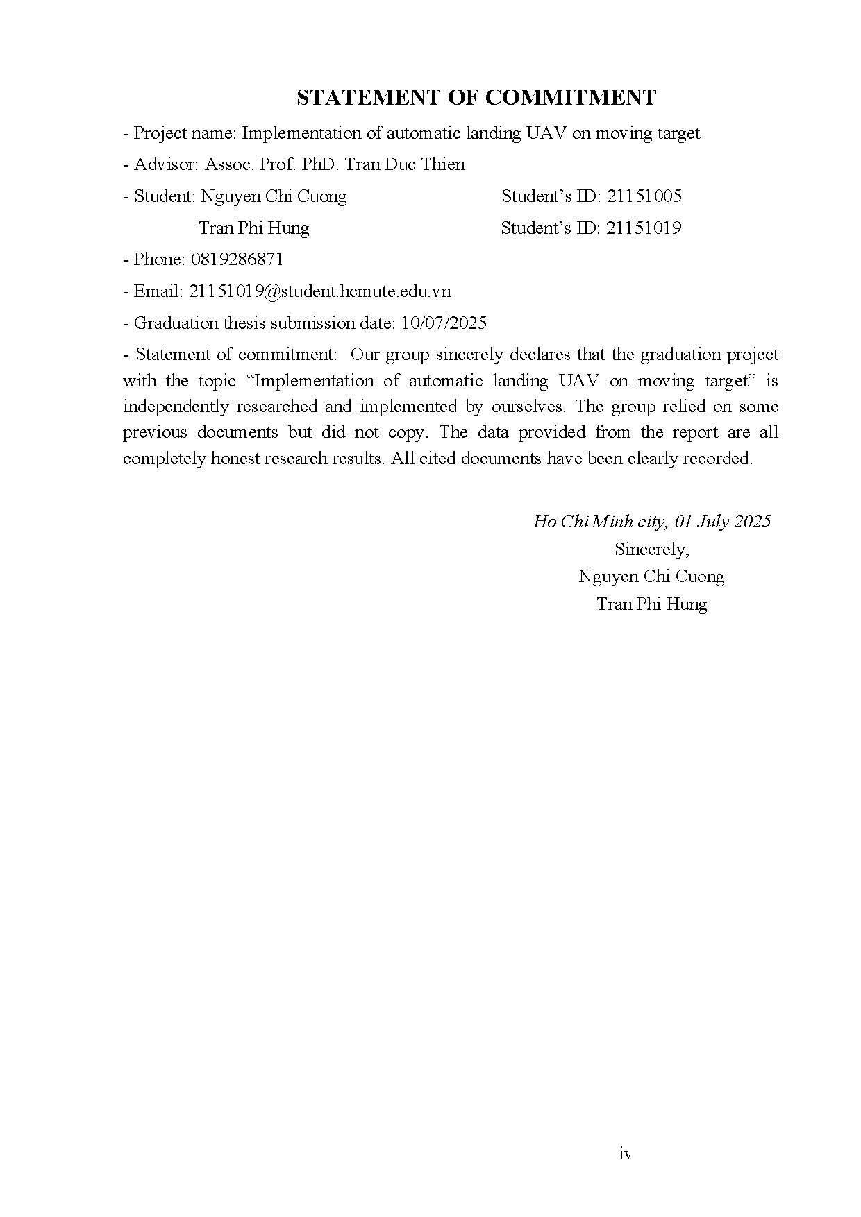 Đồ án tốt nghiệp - Implementation of automatic landing UAV on moving target - Trang 3