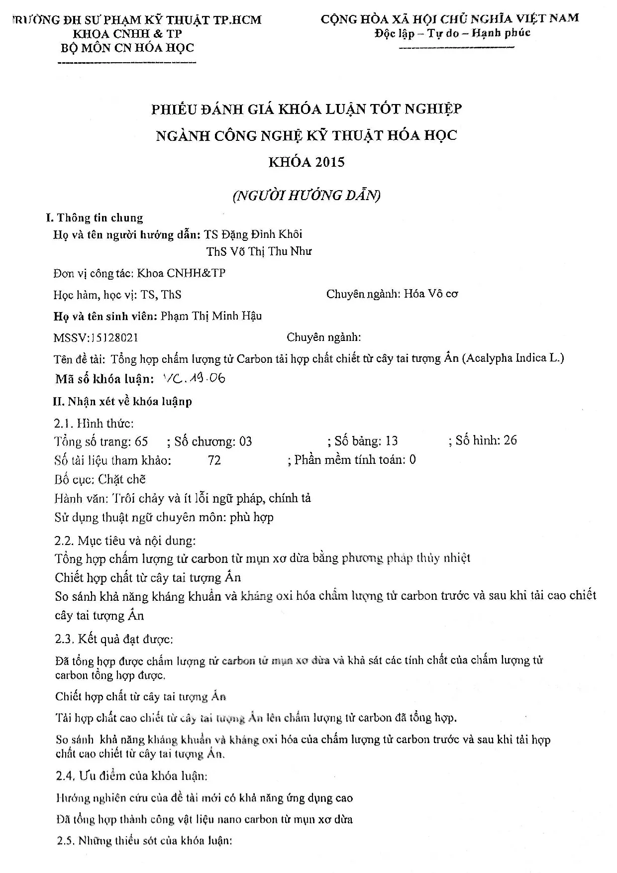 Đồ án tốt nghiệp - Tổng hợp chấm lượng tử carbon tải hợp chất được chiết từ cây tai tượng ấn ( IL - Trang 3