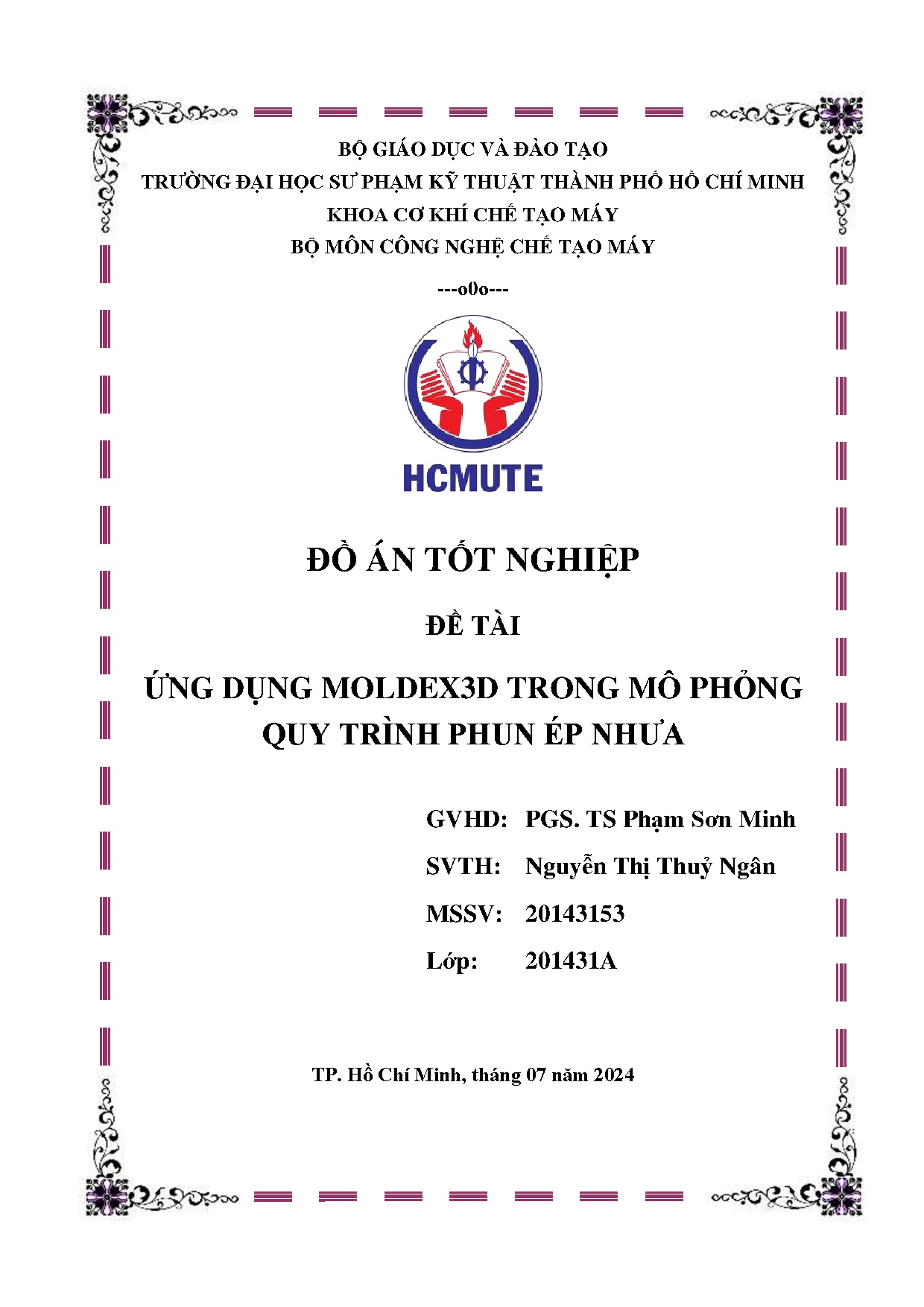 Đồ án tốt nghiệp - Ứng dụng Moldex3D trong mô phỏng quy trình phun ép nhựa