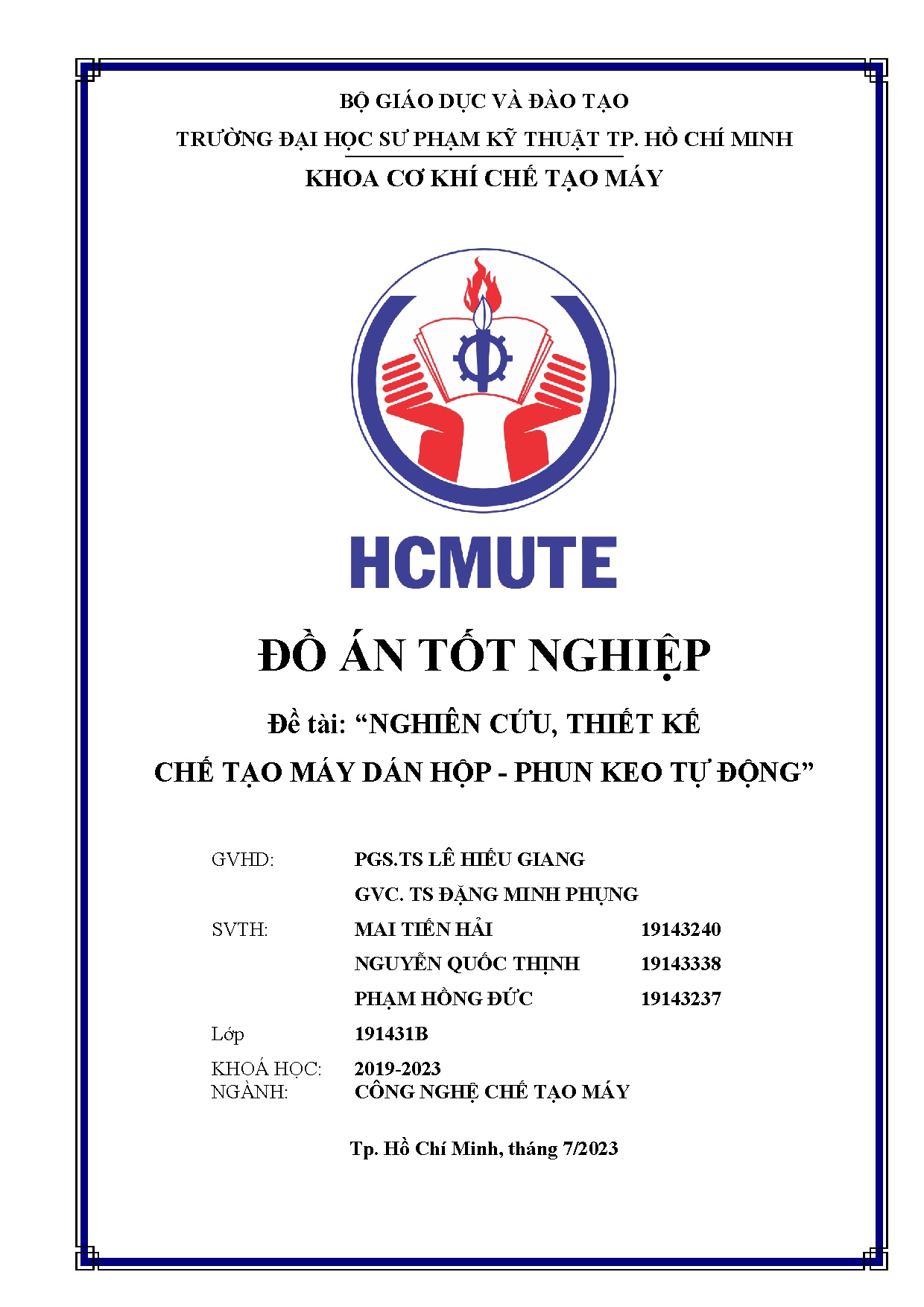 Đồ án tốt nghiệp - Nghiên cứu, thiết kế chế tạo máy dán hộp - Phun keo tự động