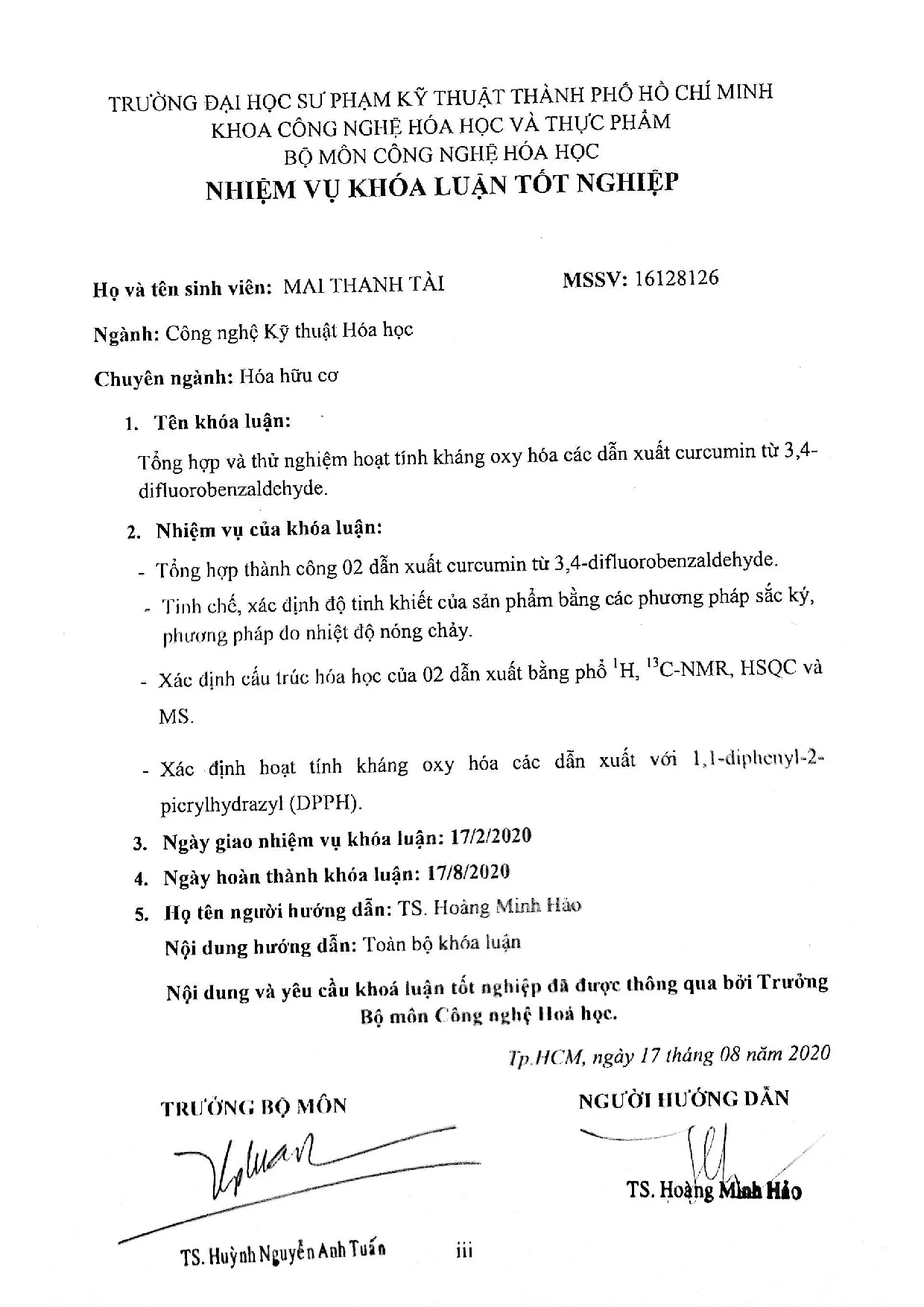 Đồ án tốt nghiệp - Tổng hợp và thử nghiệm hoạt tính kháng oxy hóa các dẫn xuất curcumin từ 3 - Trang 4