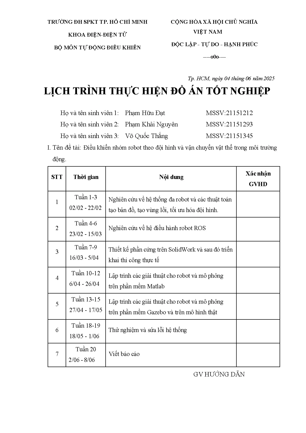 Đồ án tốt nghiệp - Điều khiển nhóm Robot theo đội hình và vận chuyển vật thể trong môi trường động - Trang 4