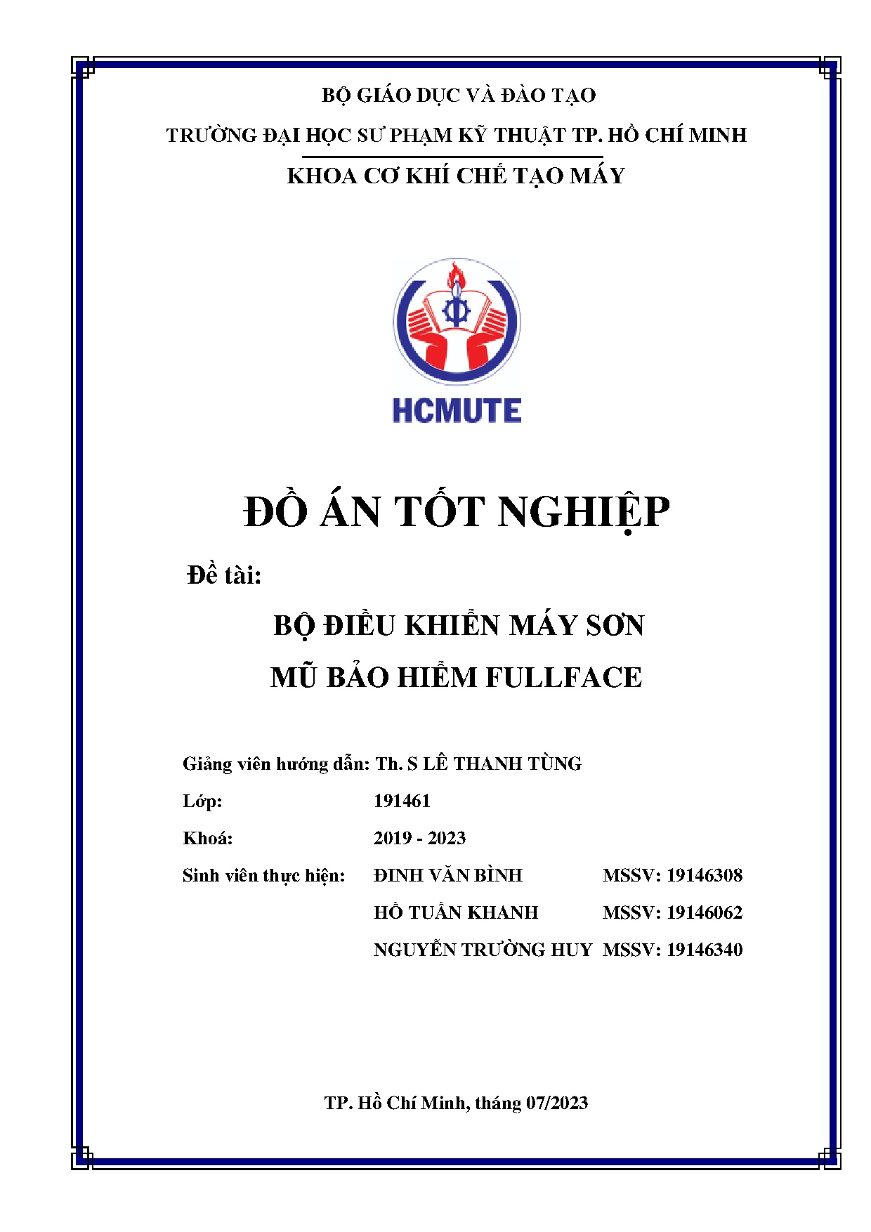 Đồ án tốt nghiệp - Bộ điều khiển máy sơn mũ bảo hiểm Fullface