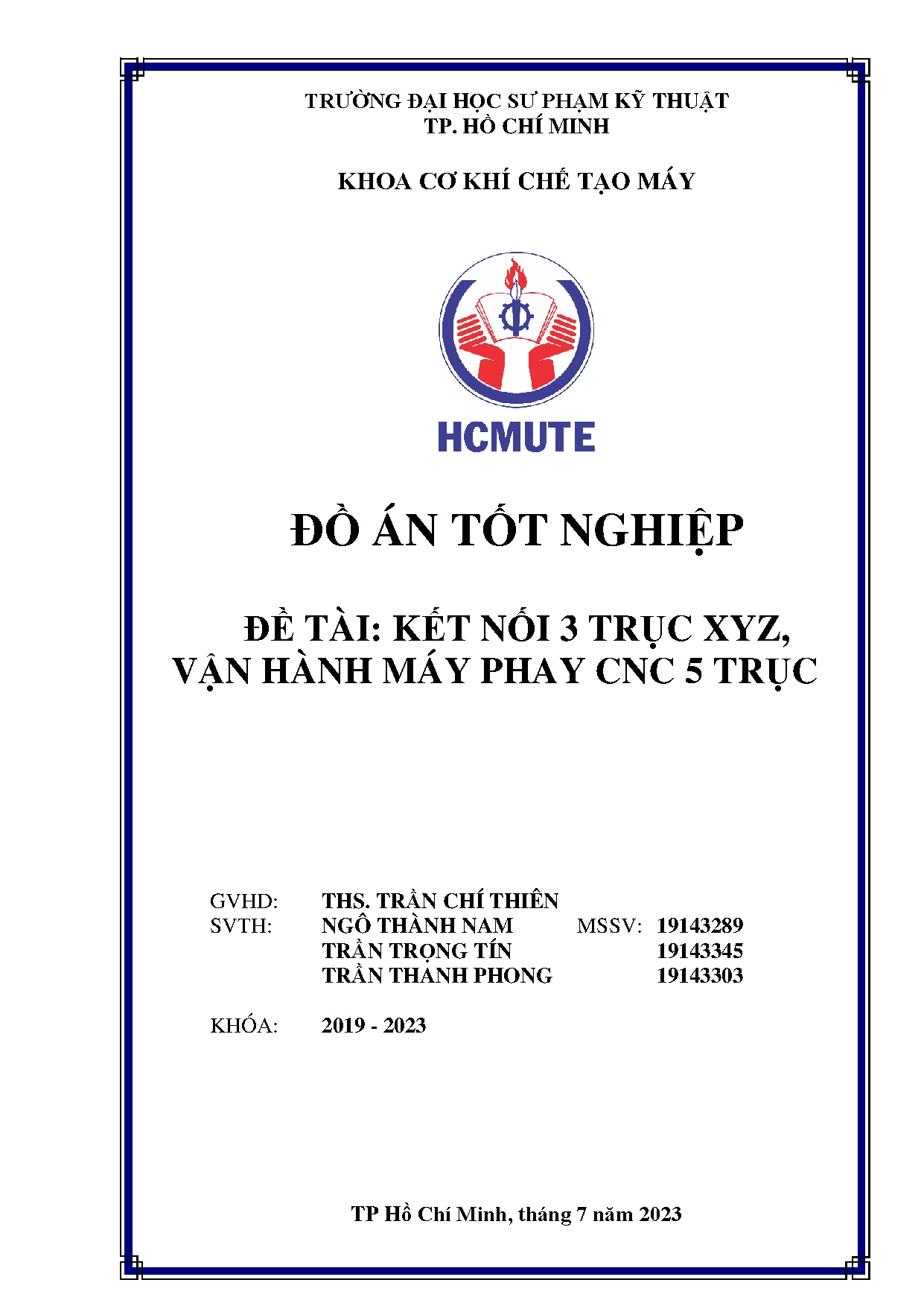 Đồ án tốt nghiệp - Kết nối 3 trục XYZ, vận hành máy phay CNC 5 trục
