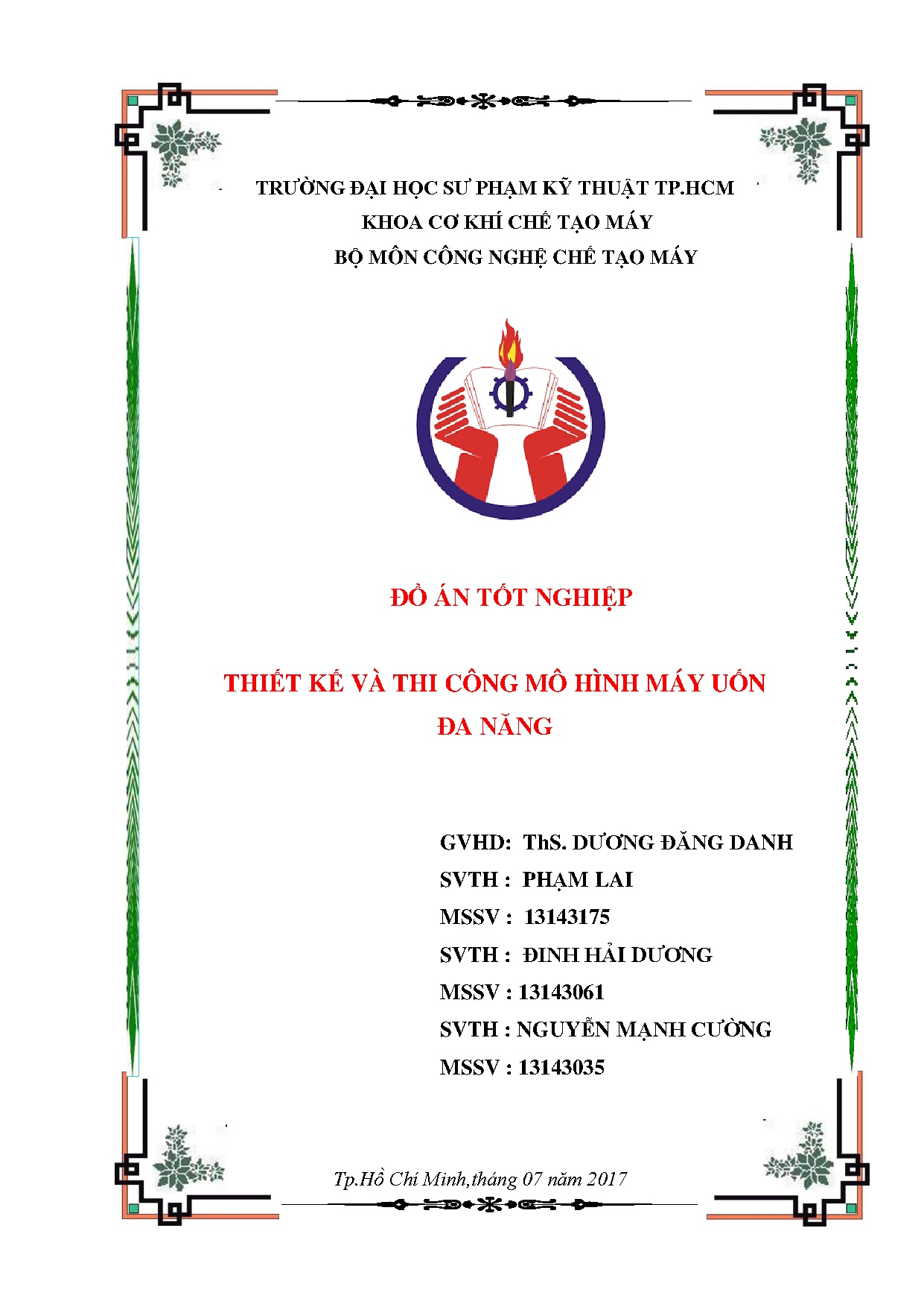 Đồ án tốt nghiệp - Thiết kế và thi công mô hình máy uốn đa năng