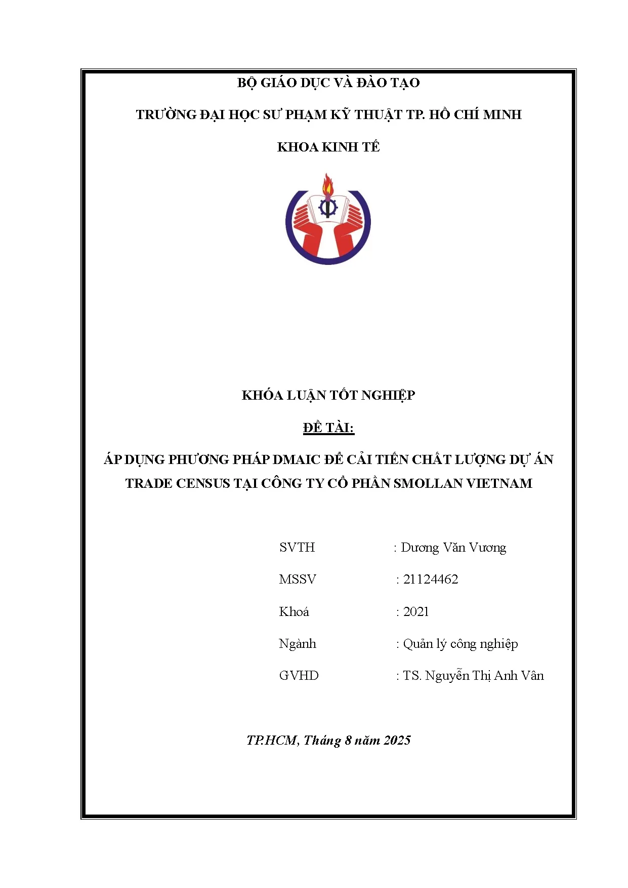 Đồ án tốt nghiệp - Áp dụng phương pháp Dmaic để cải tiến chất lượng dự án Trade Census tại CTCPSV