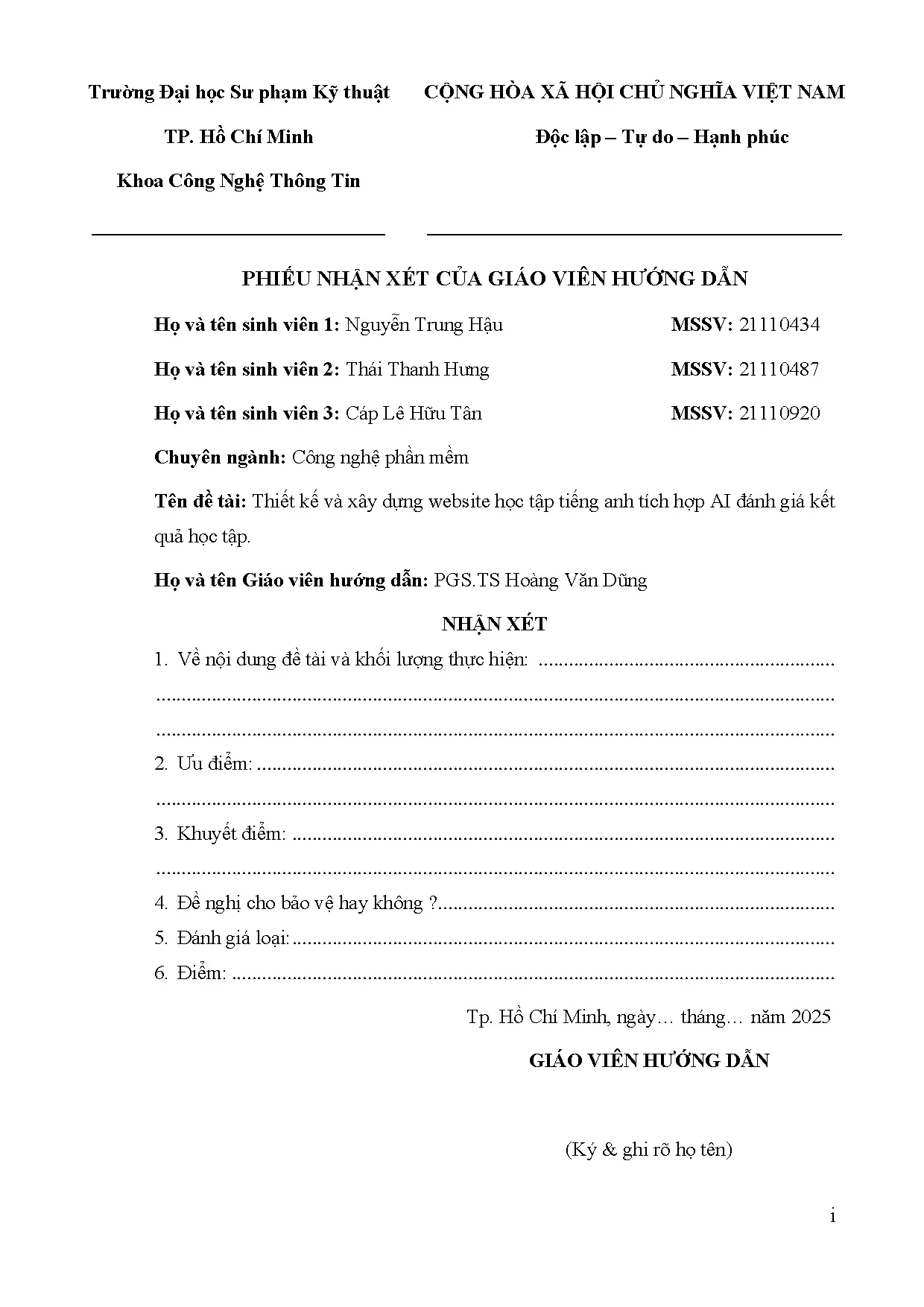 Đồ án tốt nghiệp - Thiết kế và xây dựng Website học tập tiếng anh tích hợp AI đánh giá kết quả học T - Trang 3