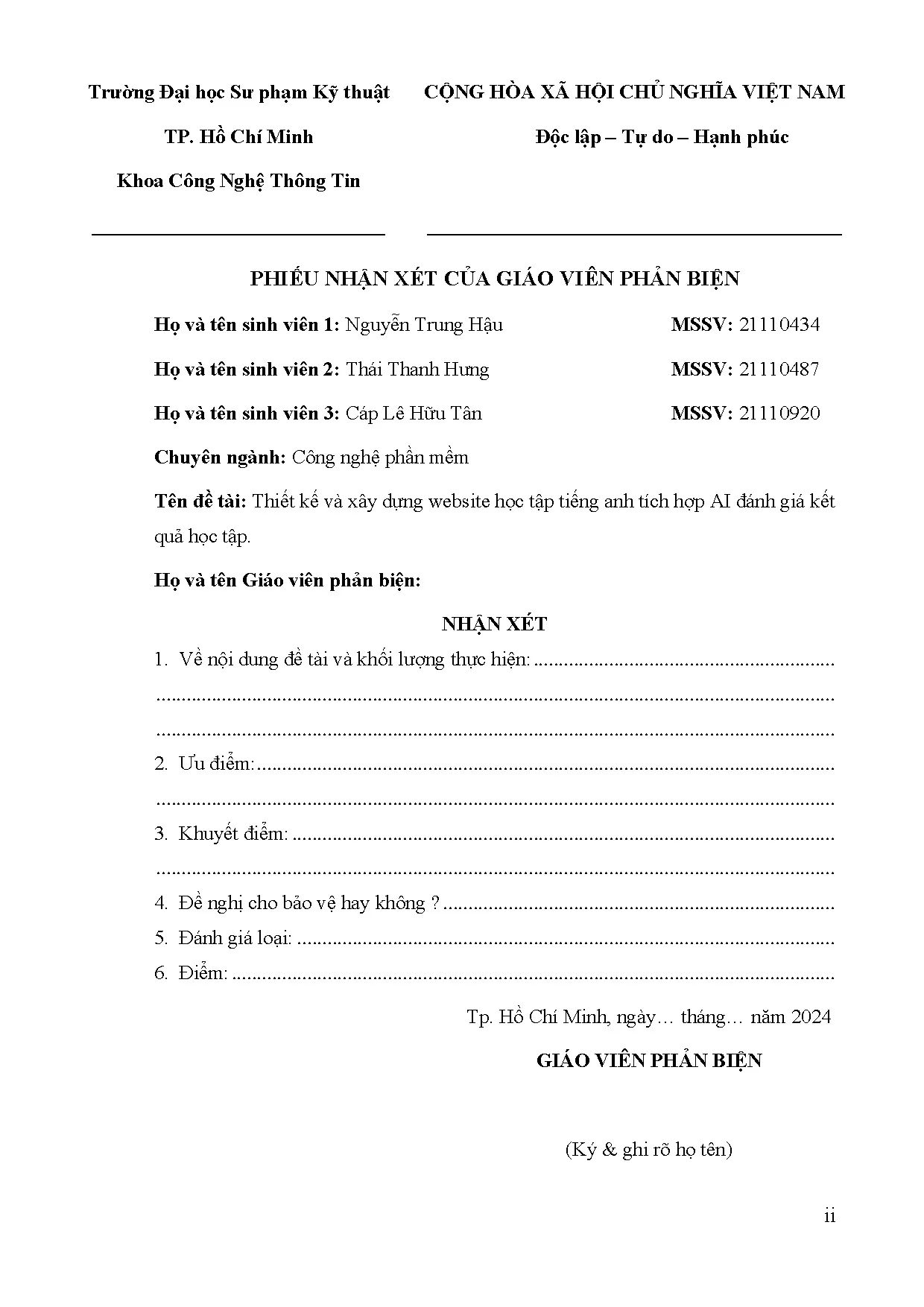 Đồ án tốt nghiệp - Thiết kế và xây dựng Website học tập tiếng anh tích hợp AI đánh giá kết quả học T - Trang 4