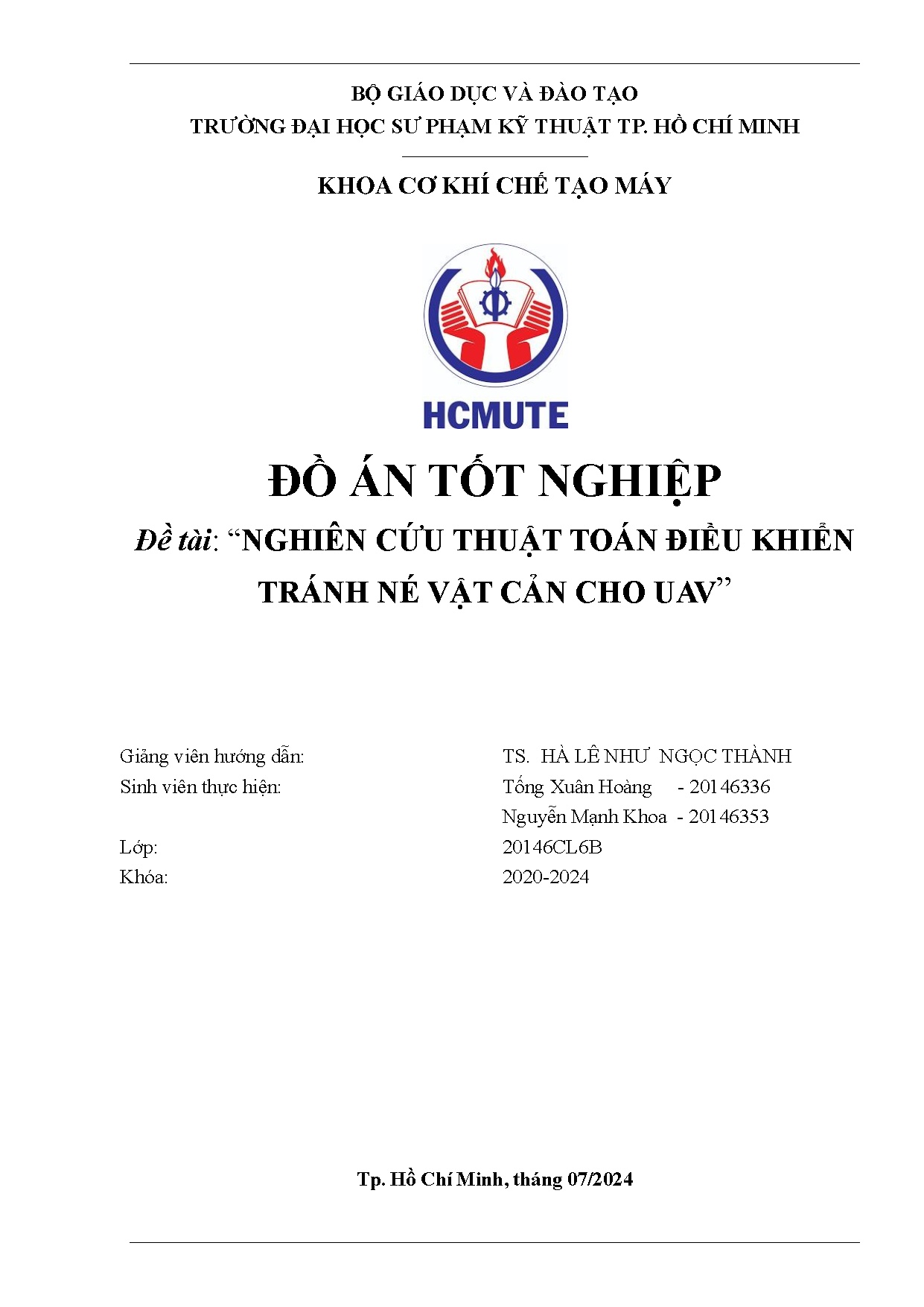 Đồ án tốt nghiệp - Nghiên cứu thuật toán điều khiển tránh né vật cản cho UAV