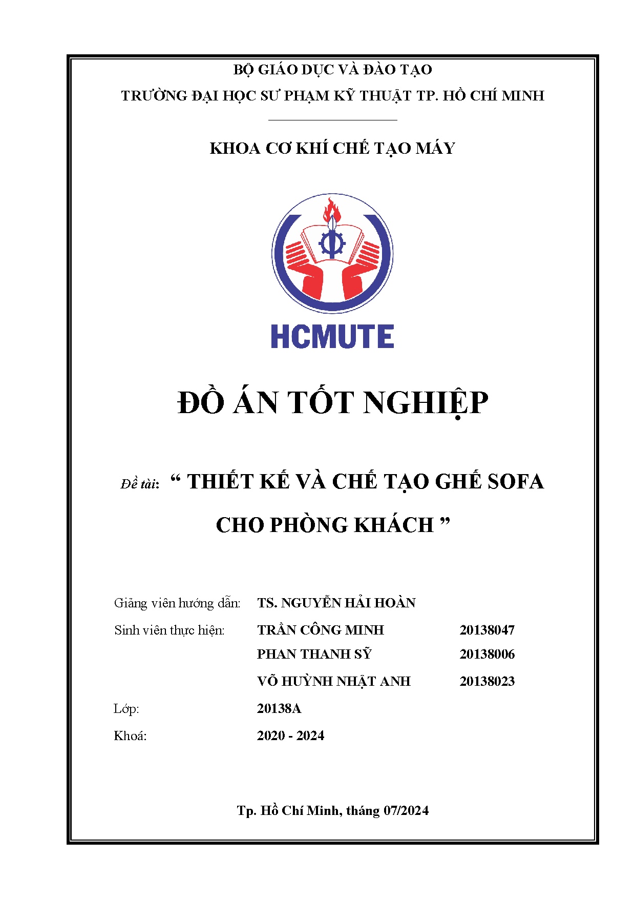 Đồ án tốt nghiệp - Thết kế và chế tạo ghế sofa cho phòng khách