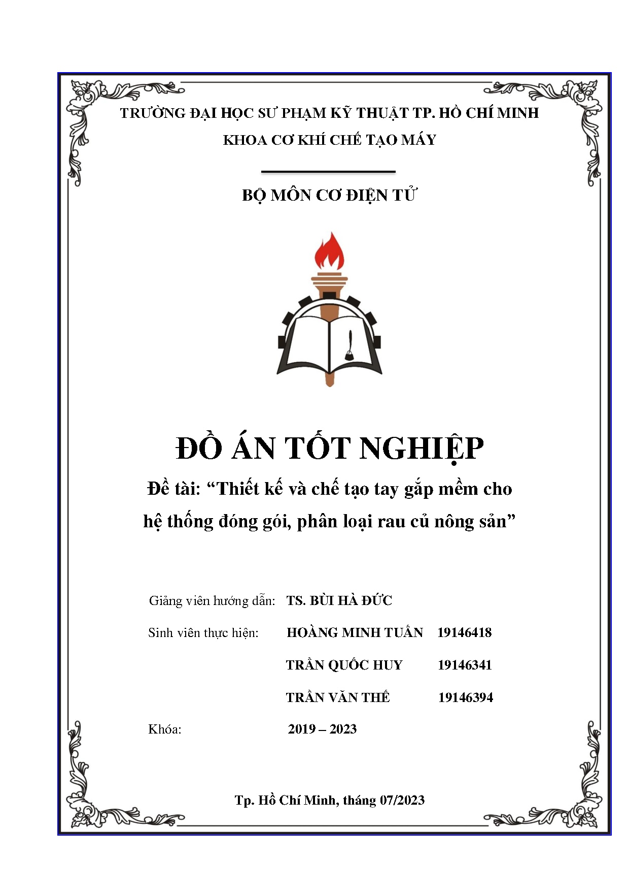 Đồ án tốt nghiệp - Thiết kế và chế tạo tay gắp mềm cho hệ thống đóng gói, phân loại rau củ quả NS