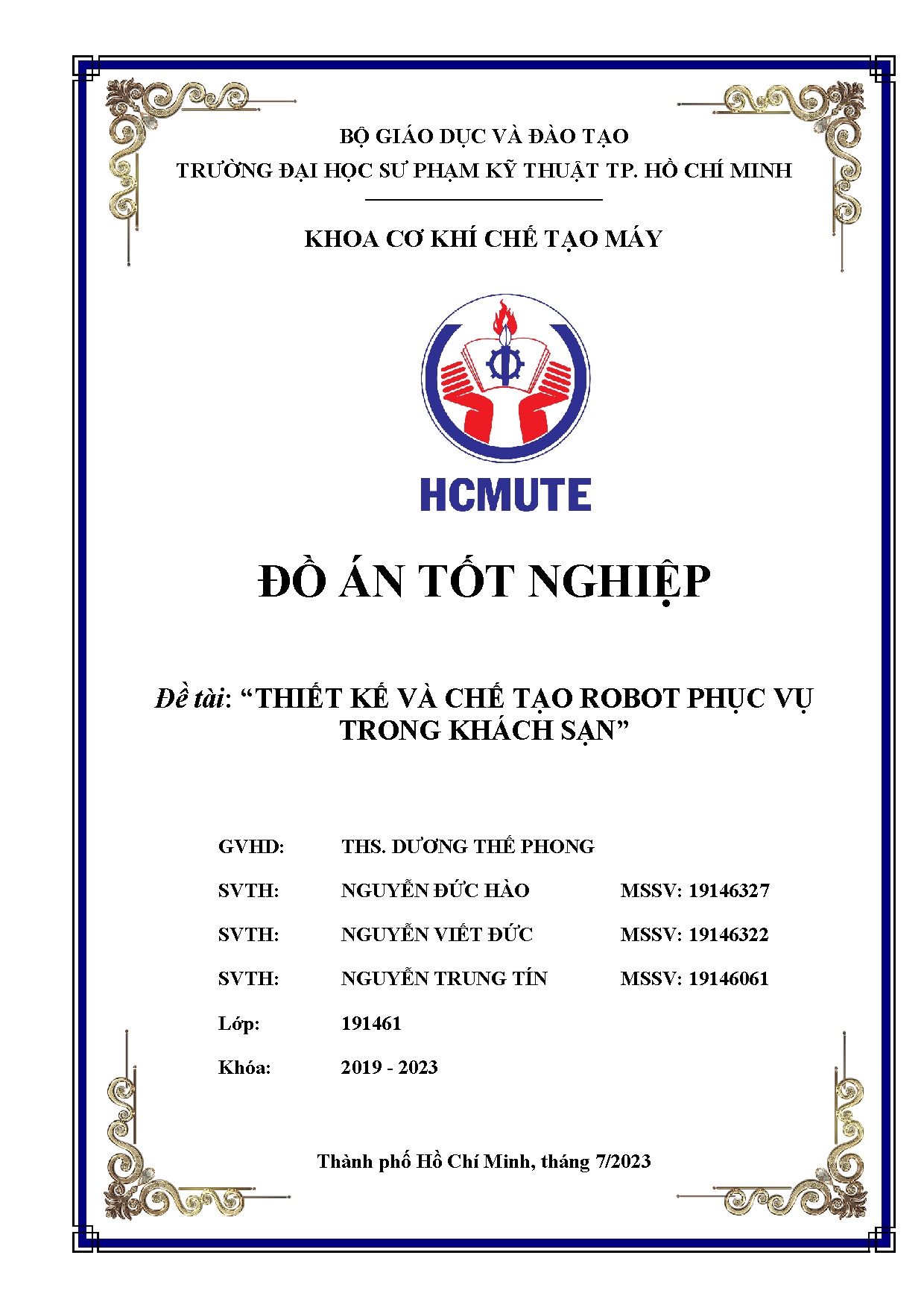 Đồ án tốt nghiệp - Thiết kế và chế tạo robot phục vụ trong khách sạn