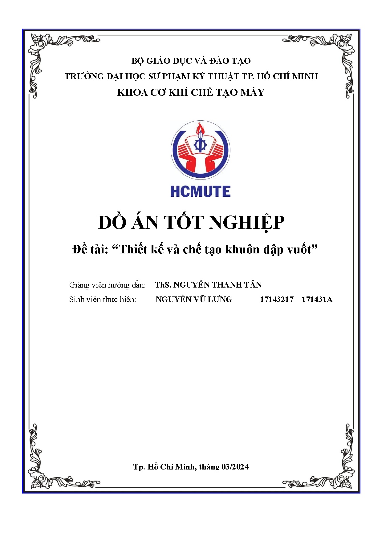 Đồ án tốt nghiệp - Thiết kế và chế tạo khuôn dập vuốt