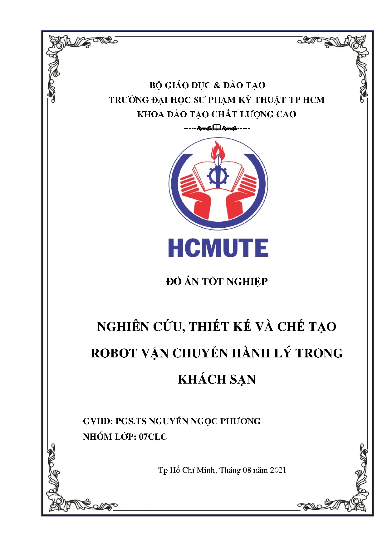 Đồ án tốt nghiệp - Nghiên cứu, thiết kế và chế tạo robot vận chuyển hành lý TKSĐÁTNKĐTCLCNCNKTCĐT