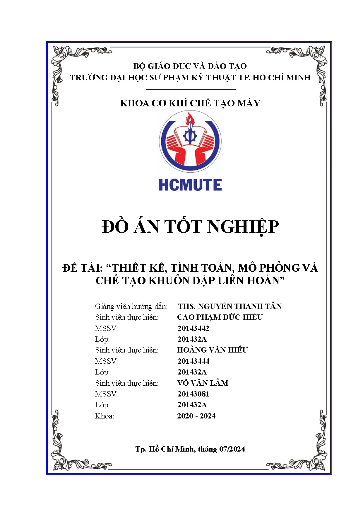 Đồ án tốt nghiệp - Thiết kế, tính toán, mô phỏng và chế tạo khuôn dập liên hoàn