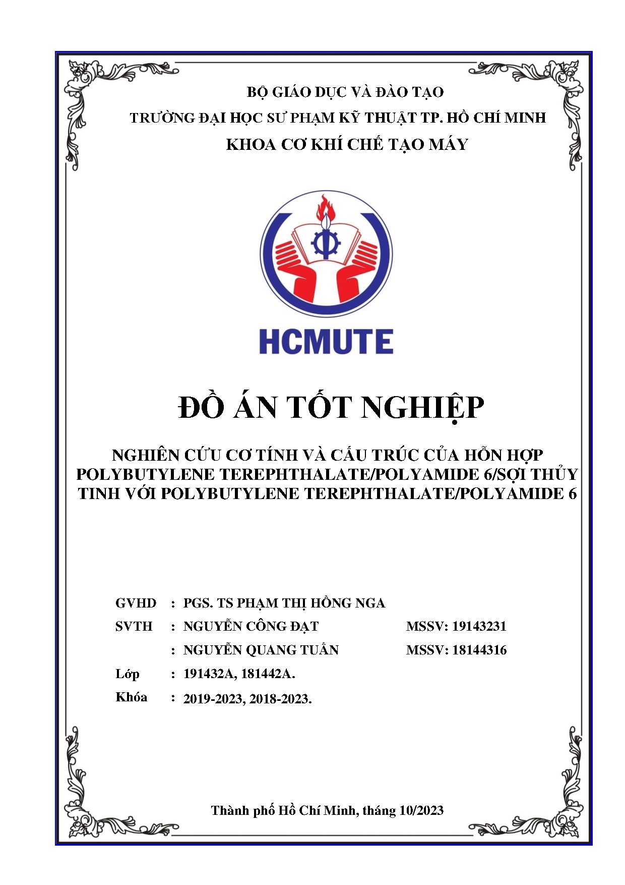 Đồ án tốt nghiệp - Nghiên cứu cơ tính và cấu trúc của hỗn hợp Polybutylene T 6 TTVPT 6