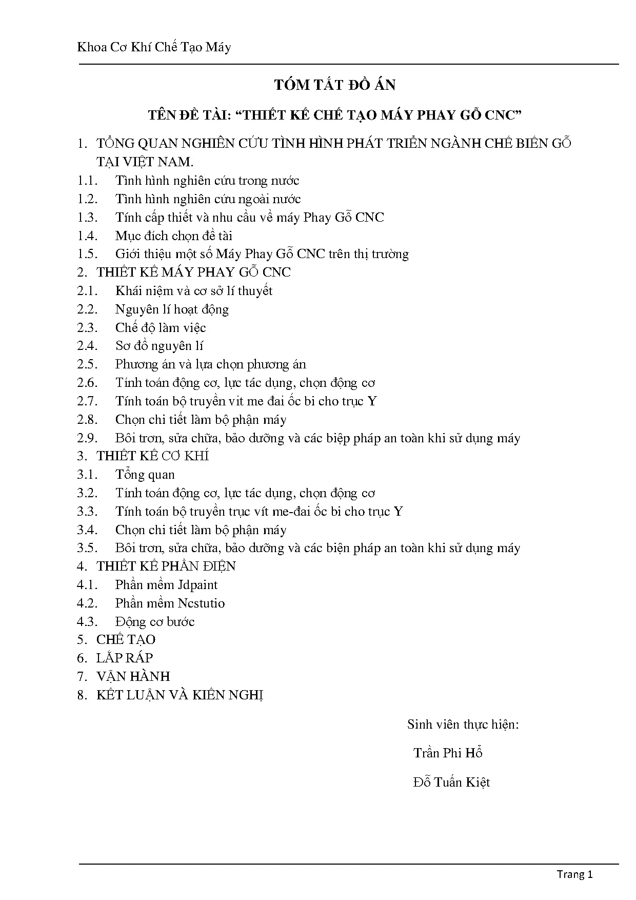 Đồ án tốt nghiệp - Thiết kế chế tạo Máy phay gỗ CNC