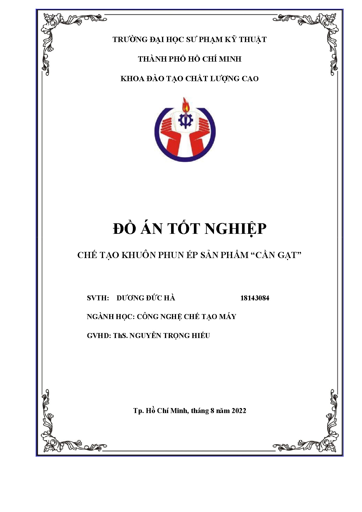 Đồ án tốt nghiệp - Chế tạo khuôn phun ép sản phẩm Cần gạt