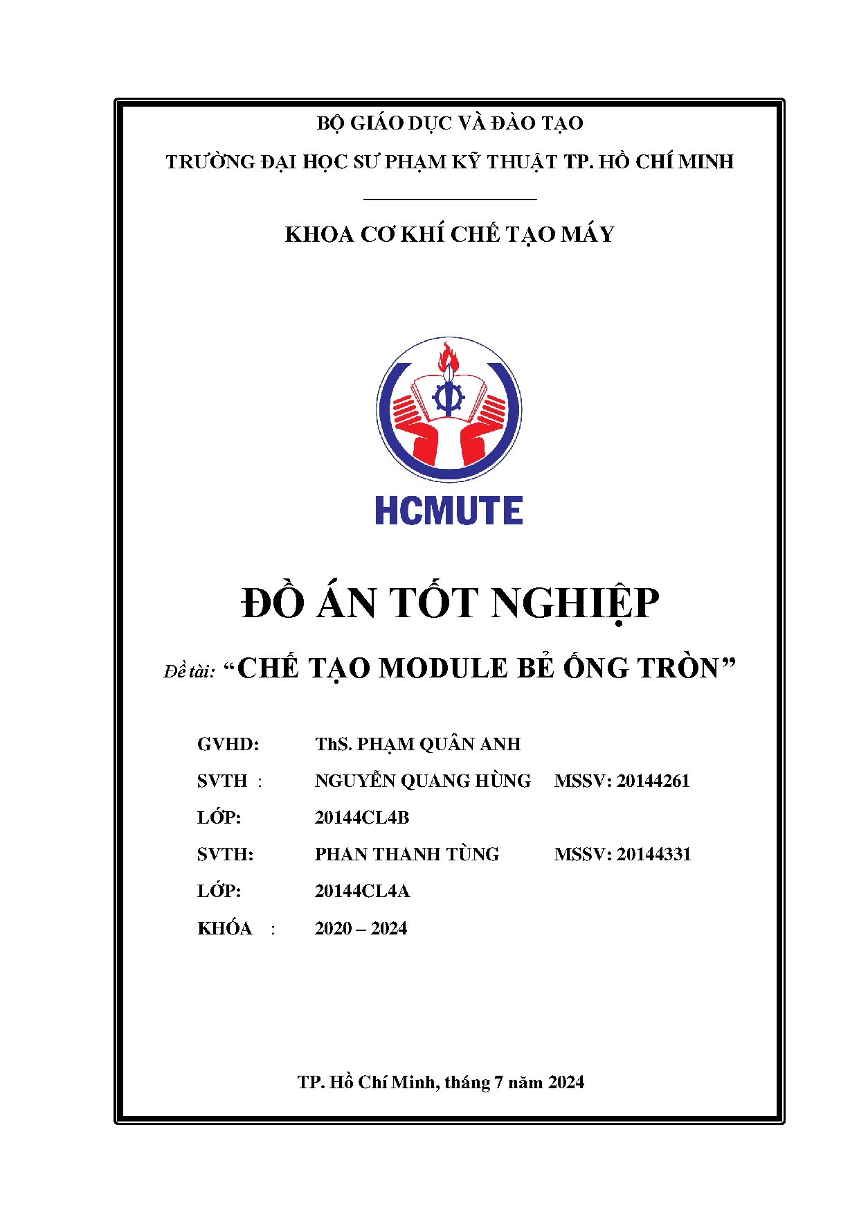 Đồ án tốt nghiệp - Chế tạo module bẻ ống tròn