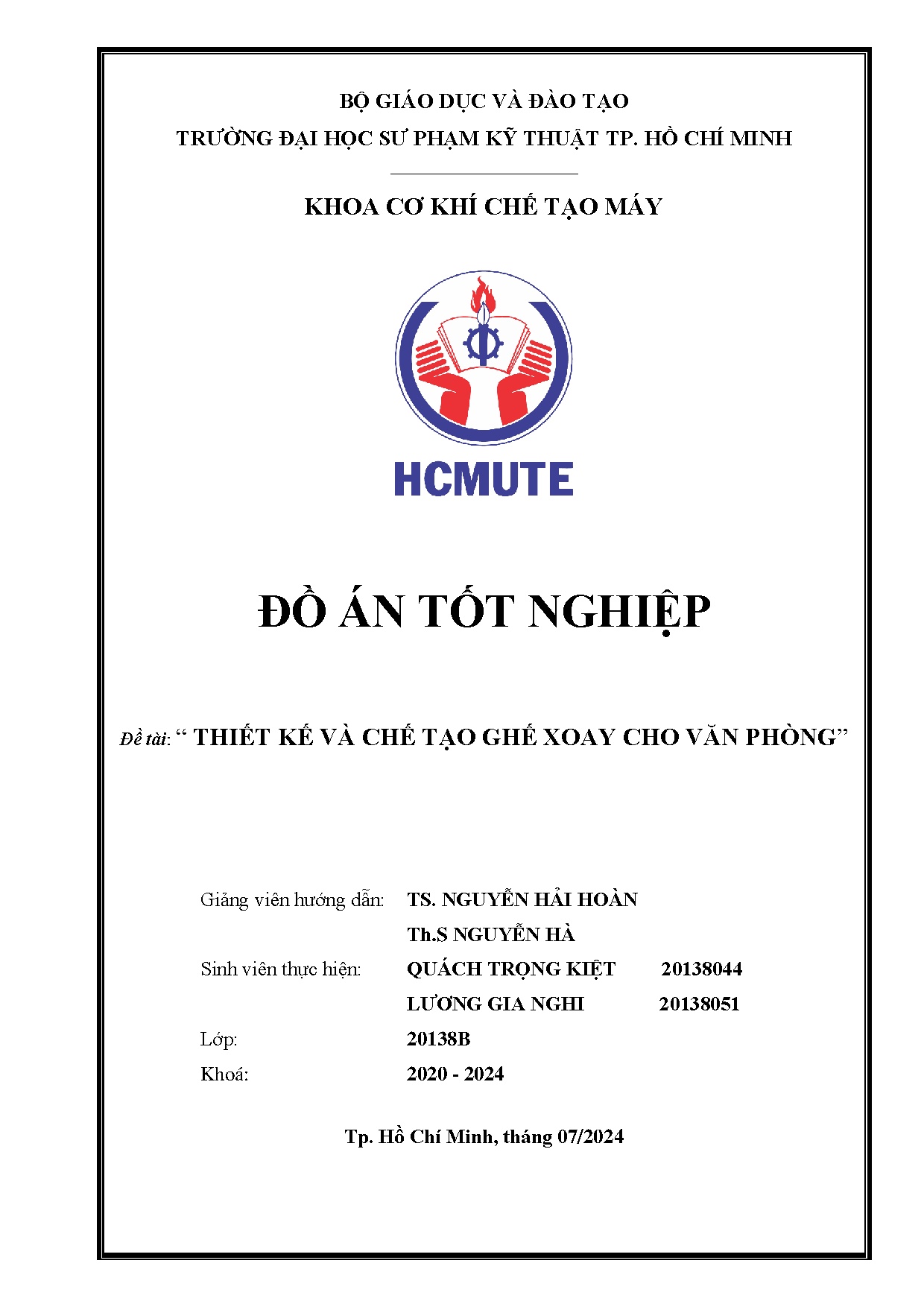 Đồ án tốt nghiệp - Thiết kế và chế tạo ghế xoay cho văn phòng