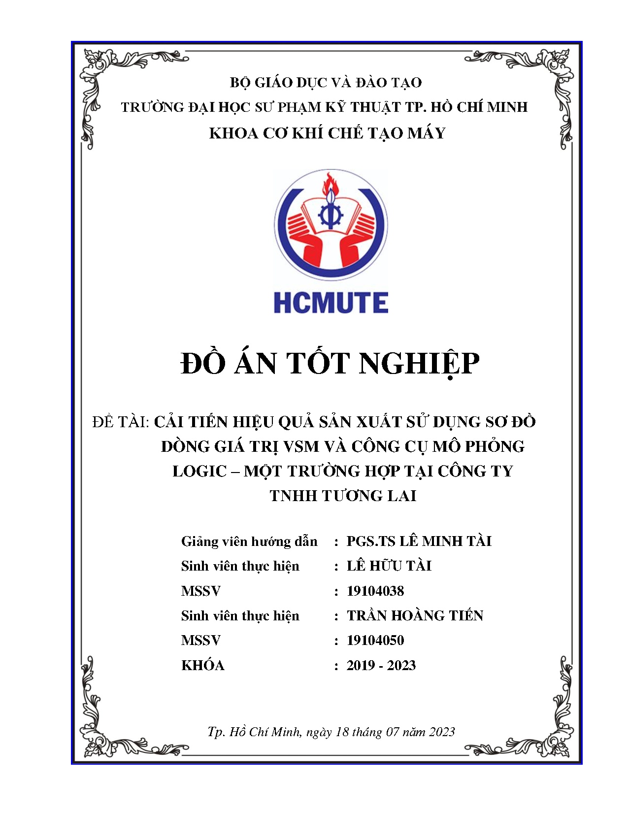 Đồ án tốt nghiệp - Cải tiến hiệu quả sản xuất sử dụng sơ đồ dòng giá trị VSM và CCMPL - MTHTCTTTL