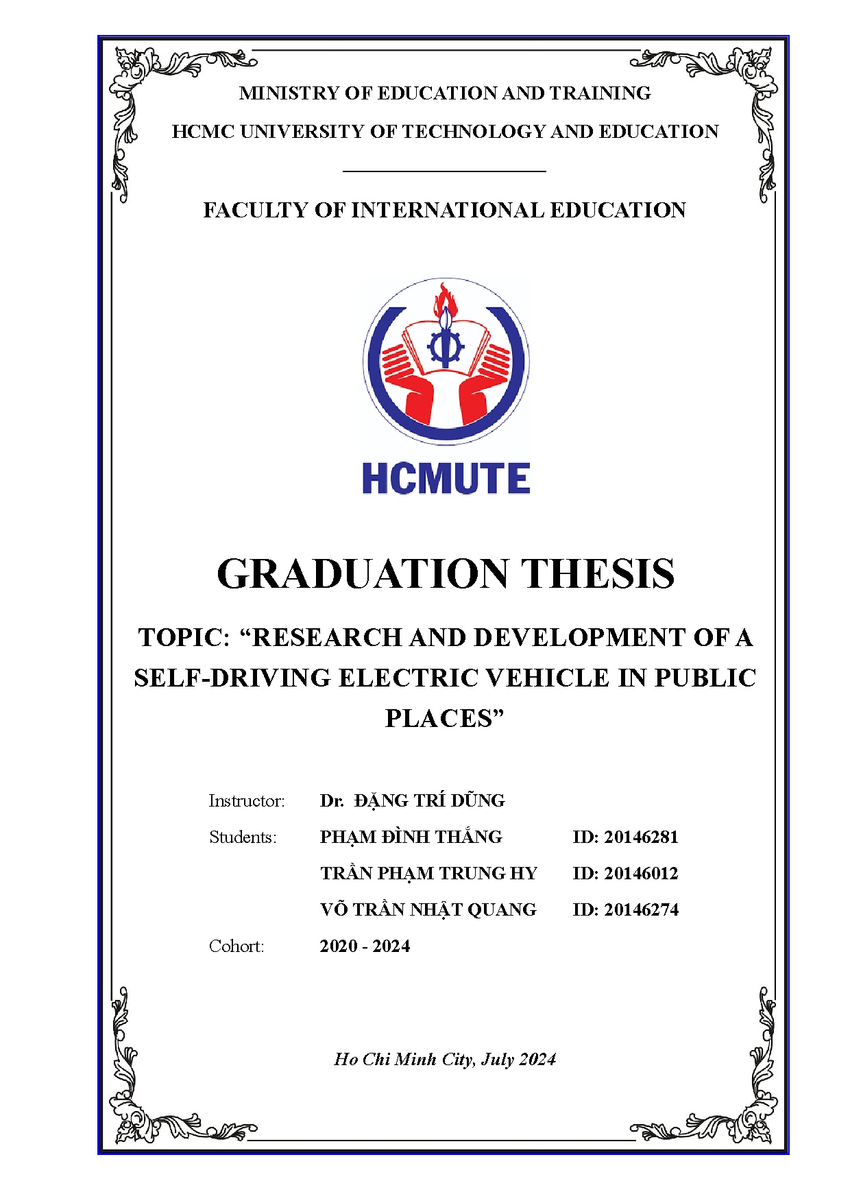Đồ án tốt nghiệp - Research and development of a self-driving electric vehicle in public places