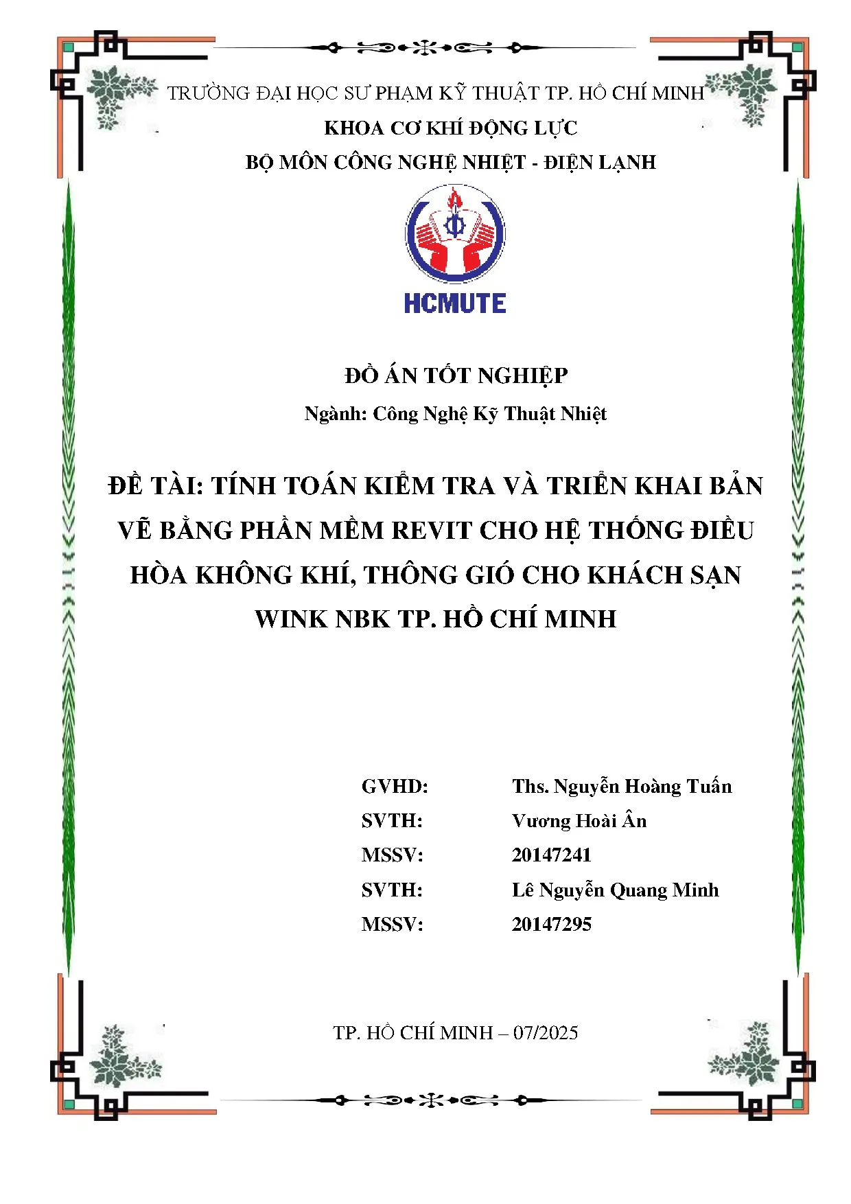 Đồ án tốt nghiệp - Tính toán kiểm tra và triển khai bảng vẽ phần mềm Revit cho hệ TĐHKKTGCKSWNTCM - Trang 2