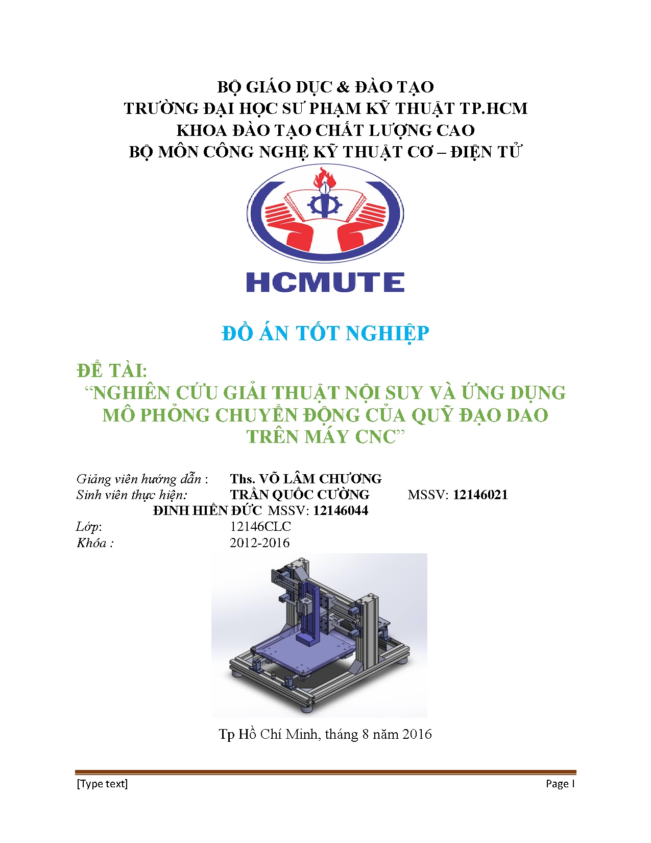 Đồ án tốt nghiệp - Nghiên cứu giải thuật nội suy và ứng dụng mô phỏng chuyển động của quỹ đạo DTMC