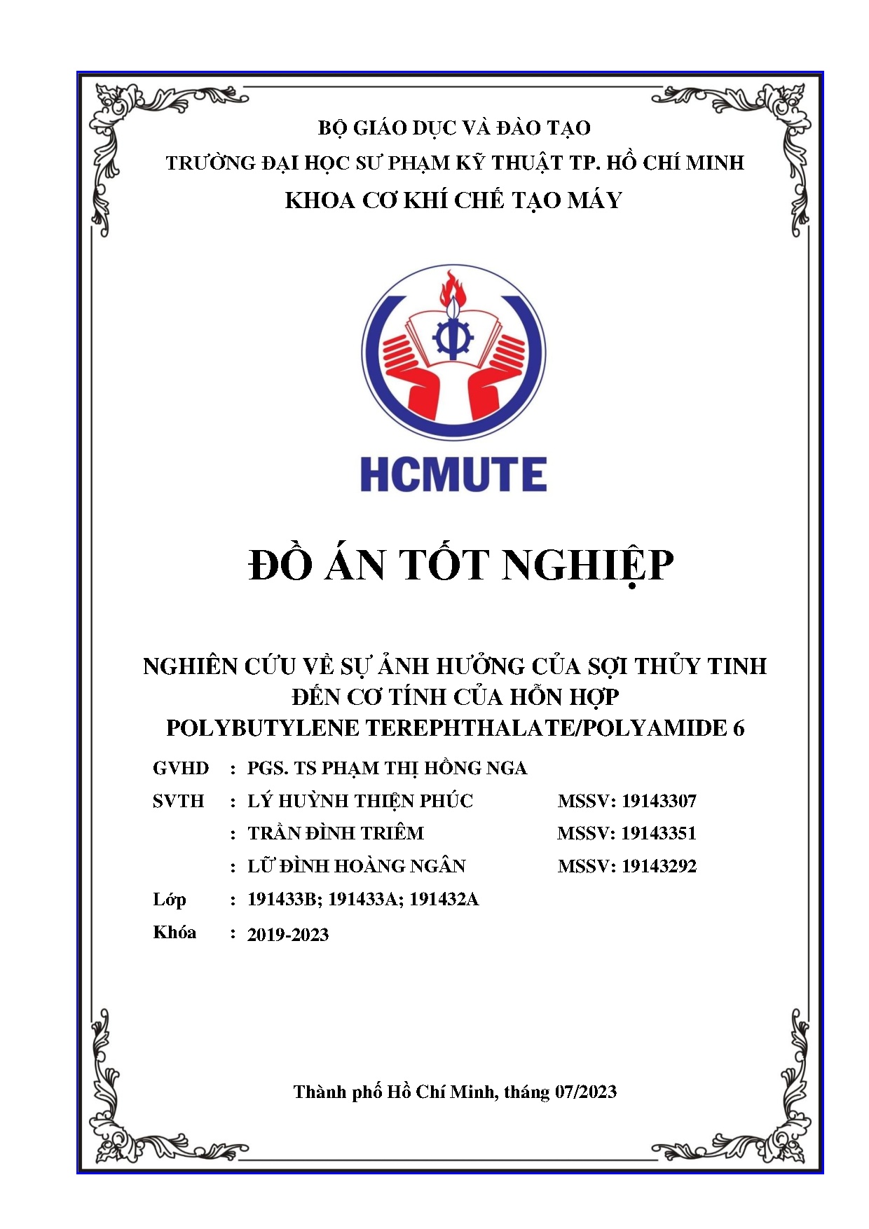 Đồ án tốt nghiệp - Nghiên cứu về sự ảnh hưởng của sợi thủy tinh đến cơ tính của hỗn hợp PT 6