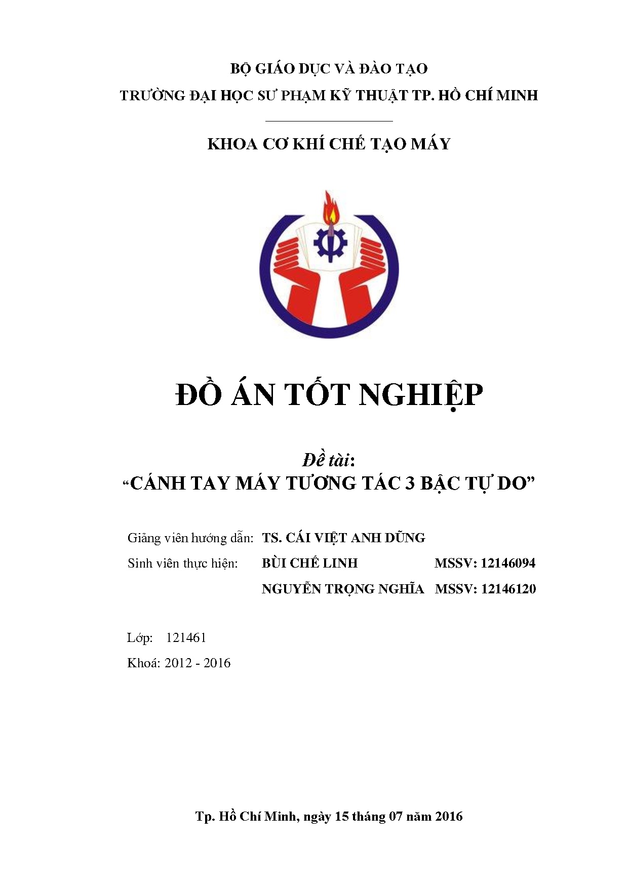 Đồ án tốt nghiệp - Cánh tay máy tương tác 3 bậc tự do