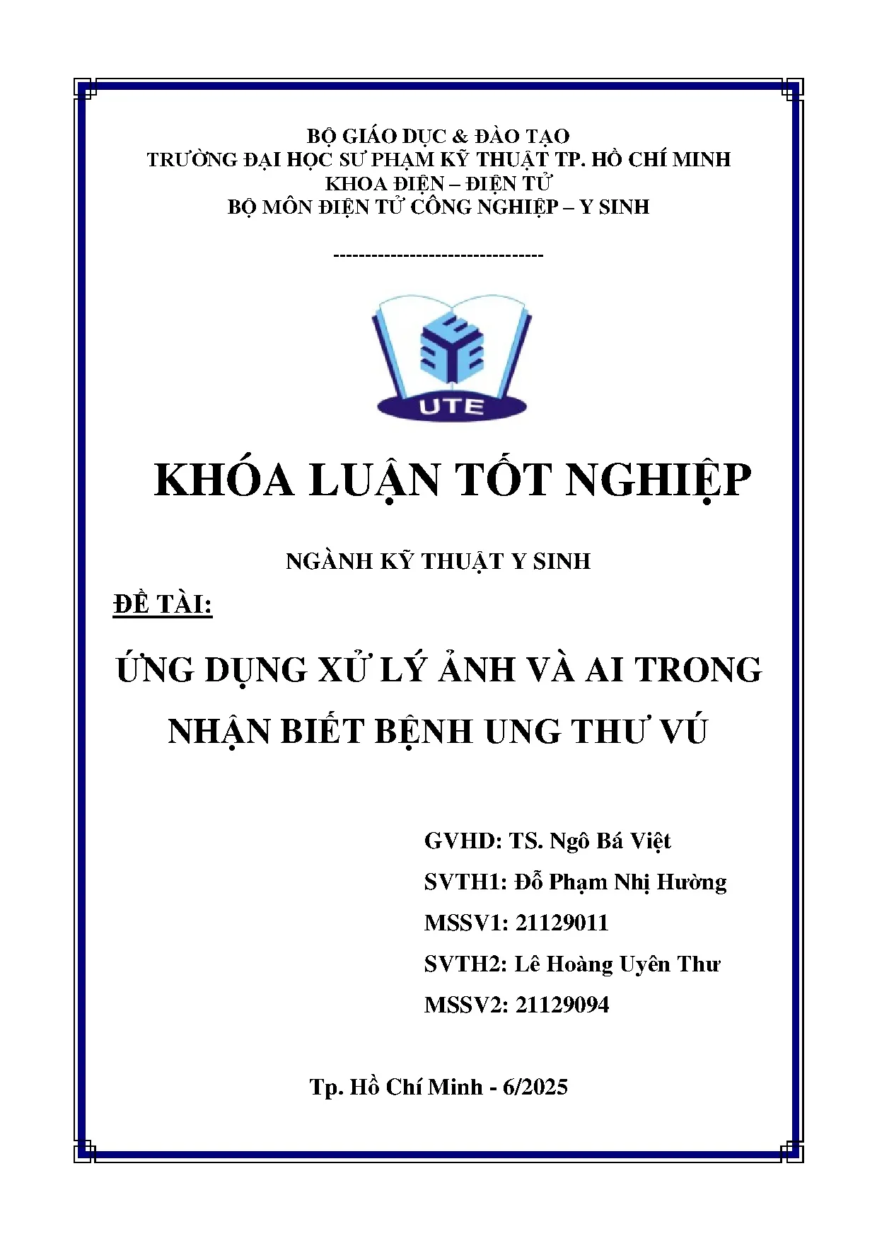 Đồ án tốt nghiệp - Ứng dụng xử lý ảnh và AI trong nhận biết bệnh ung thư vú