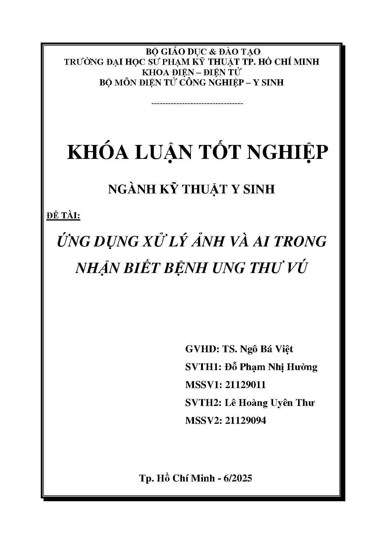 Đồ án tốt nghiệp - Ứng dụng xử lý ảnh và AI trong nhận biết bệnh ung thư vú - Trang 2