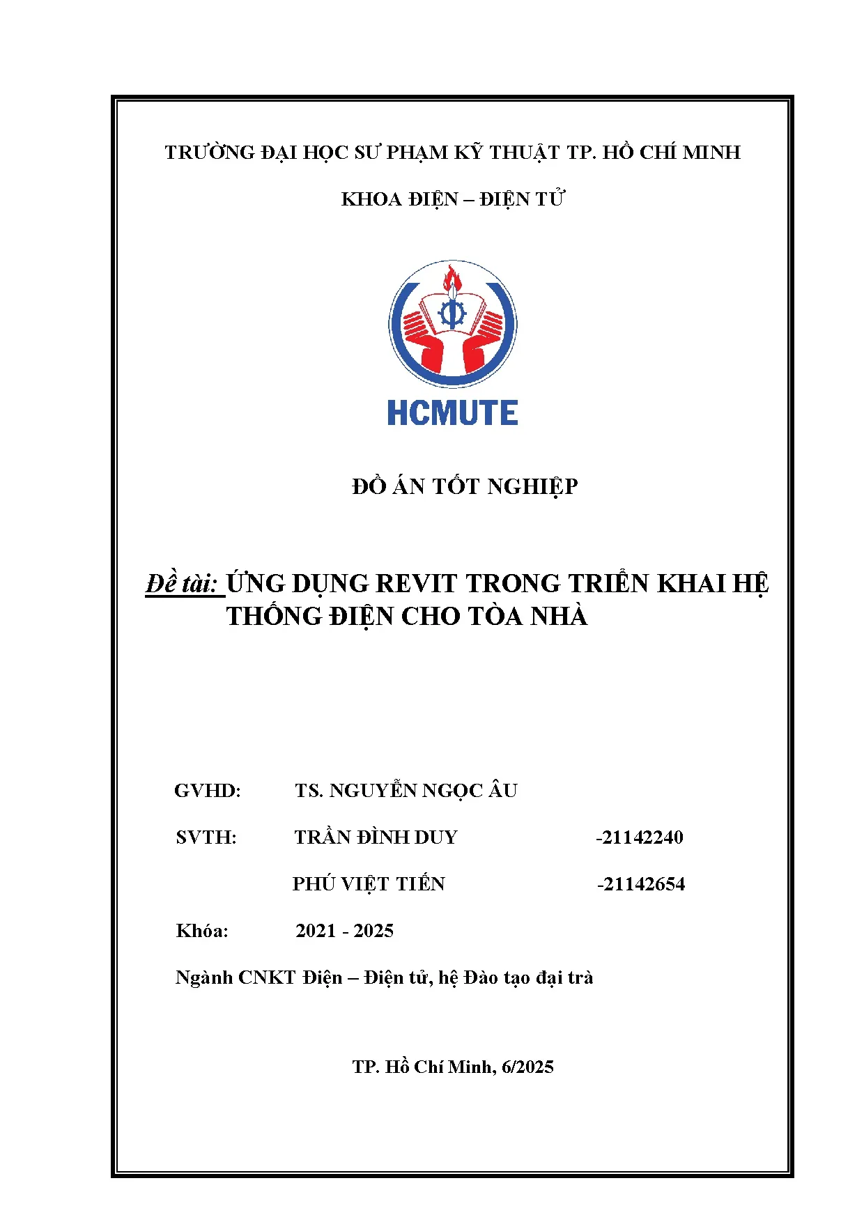 Đồ án tốt nghiệp - Ứng dụng Revit trong triển khai hệ thống điện cho tòa nhà