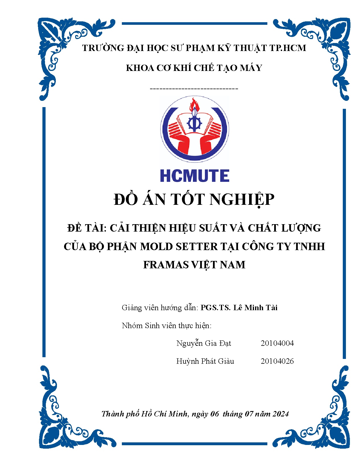 Đồ án tốt nghiệp - Cải thiện hiệu suất và chất lượng của bộ phận Mold setter tại công ty TNHH FVN