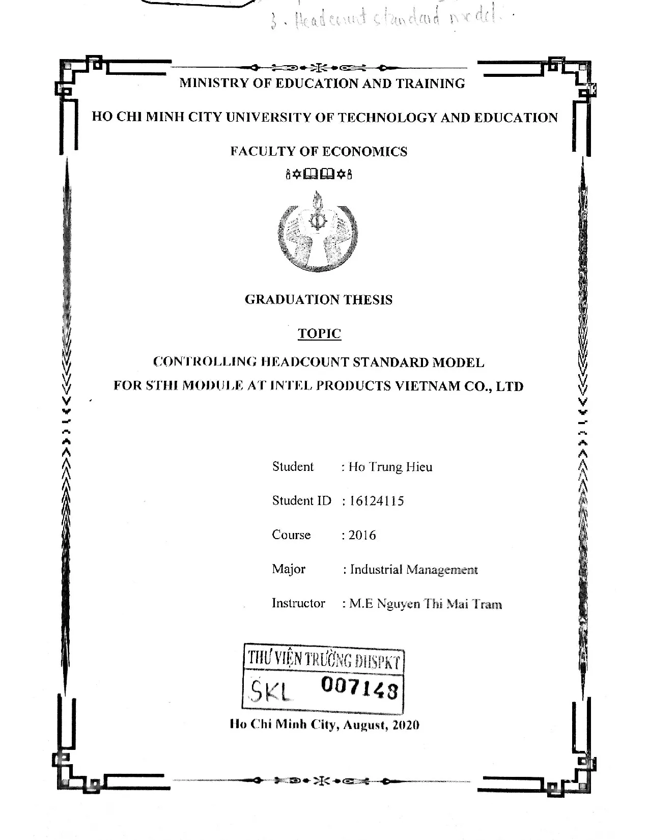 Đồ án tốt nghiệp - Controlling headcount standard model for sthi module at intel products VietNam CL