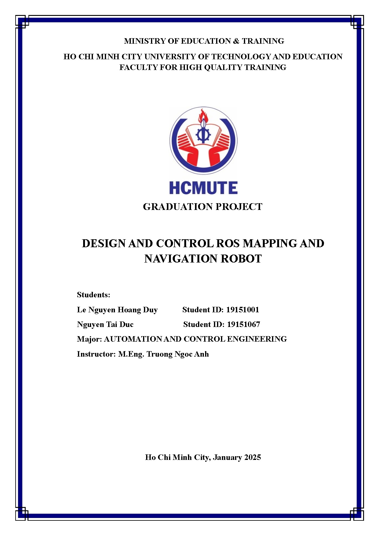 Đồ án tốt nghiệp - Design and control Ros mapping and navigation robot
