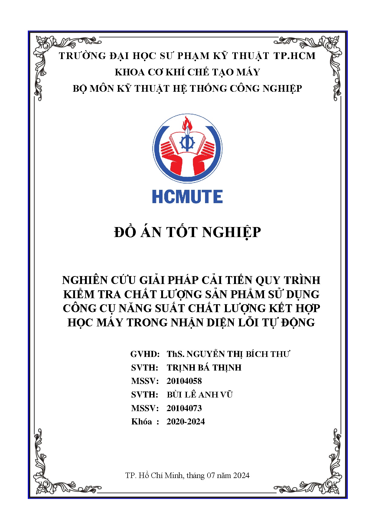 Đồ án tốt nghiệp - Nghiên cứu giải pháp cải tiến quy trình kiểm tra chất lượng SPSDCCNSCLKHHMTNDLTĐ