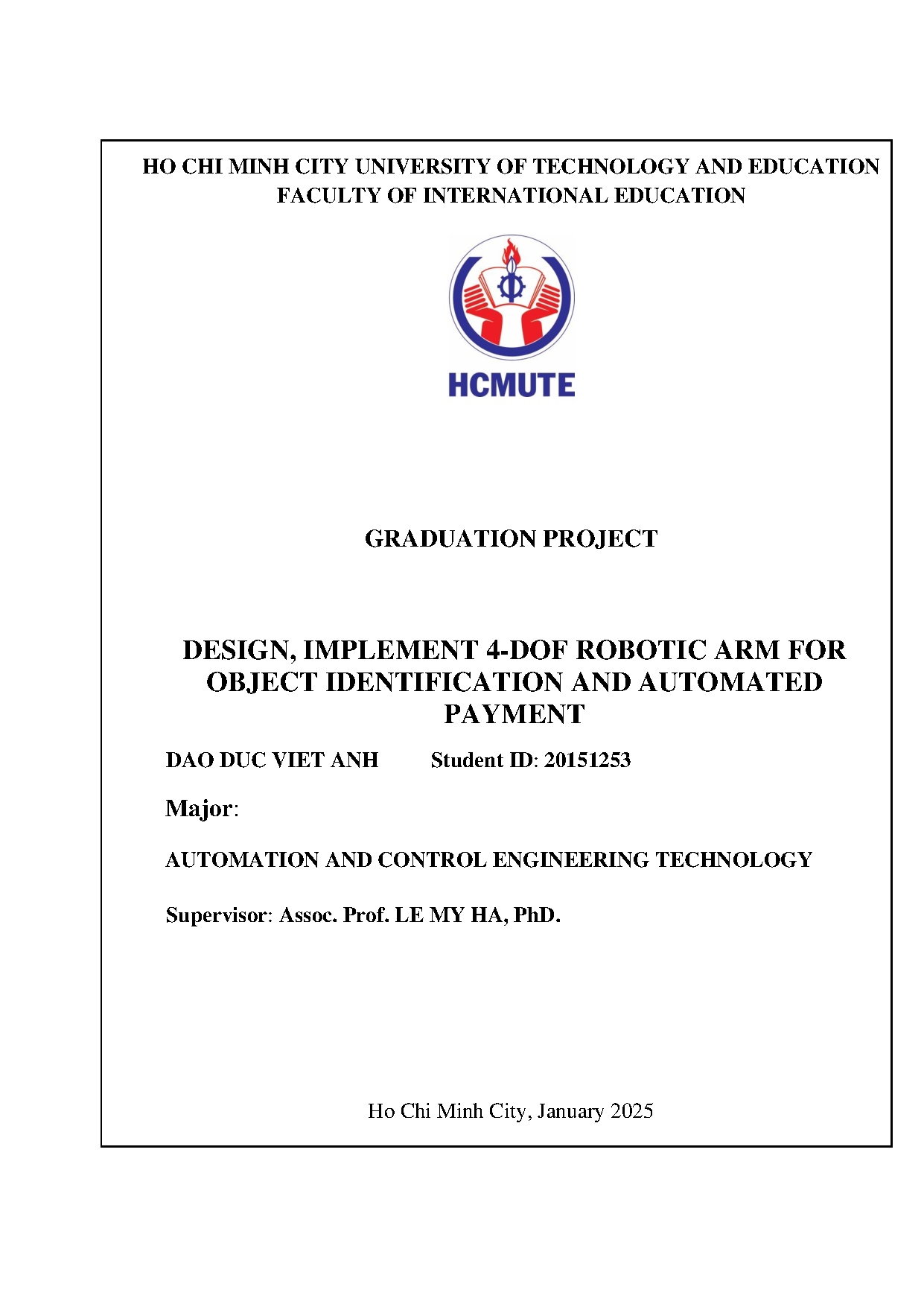 Đồ án tốt nghiệp - Design, implement 4-DOF robotic ARM for object identification and automated P