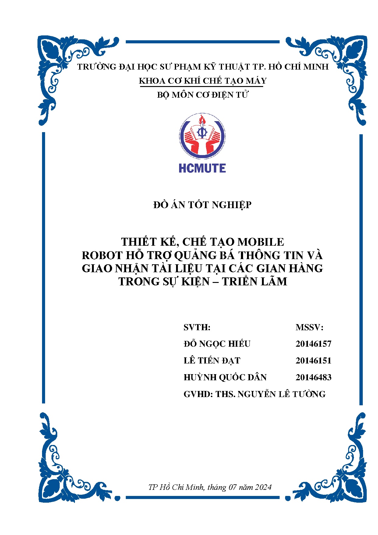 Đồ án tốt nghiệp - Thiết kế, chế tạo mobile robot hỗ trợ quảng bá thông tin và giao NTLTCGHTSK - TL
