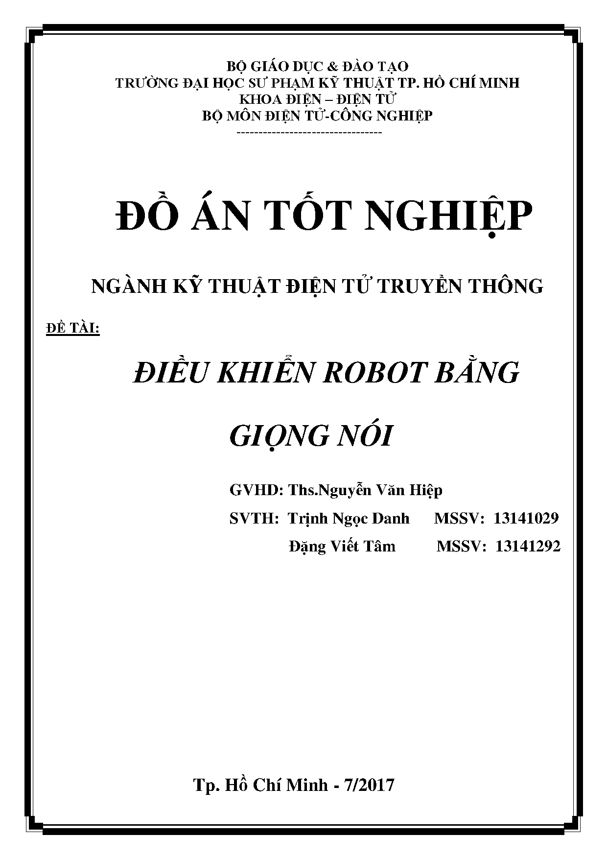 Đồ án tốt nghiệp - Điều khiển Robot bằng giọng nói