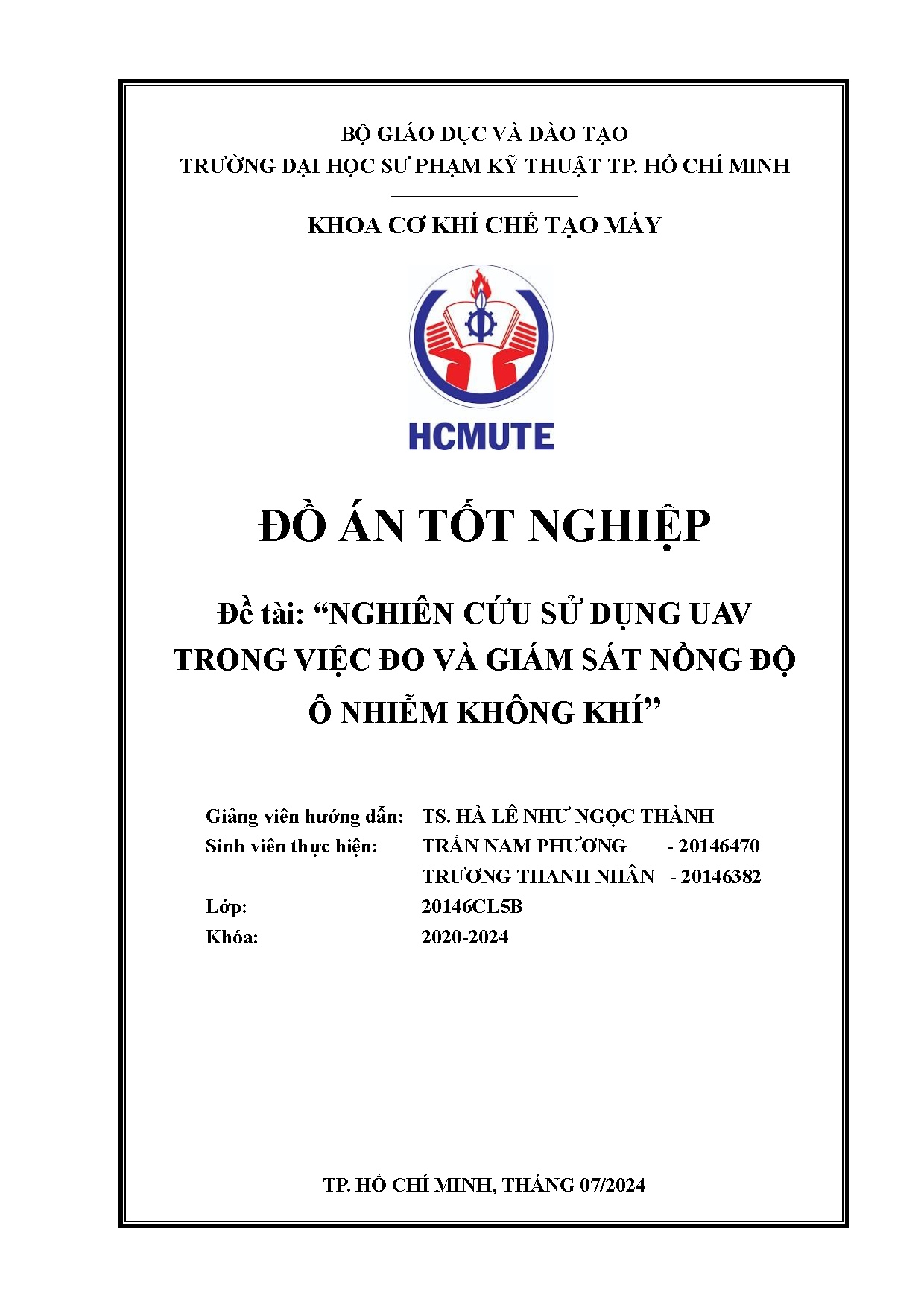Đồ án tốt nghiệp - Nghiên cứu sử dụng UAV trong việc đo và giám sát nồng độ ô nhiễm không khí