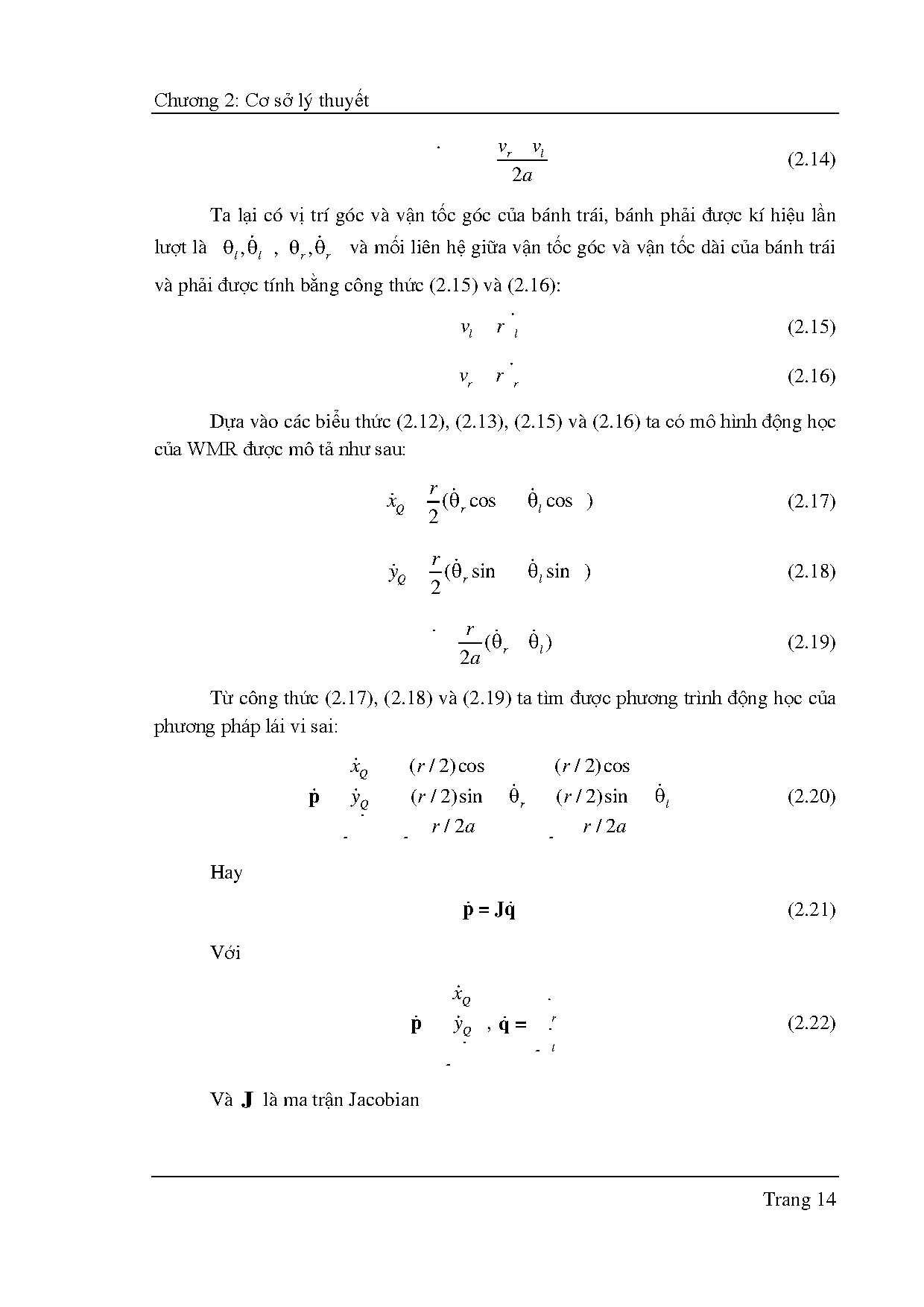 Đồ án tốt nghiệp - Thiết kế bộ điều khiển dự báo chuyển động cho robot di động vi sai tránh vật CĐ - Trang 39