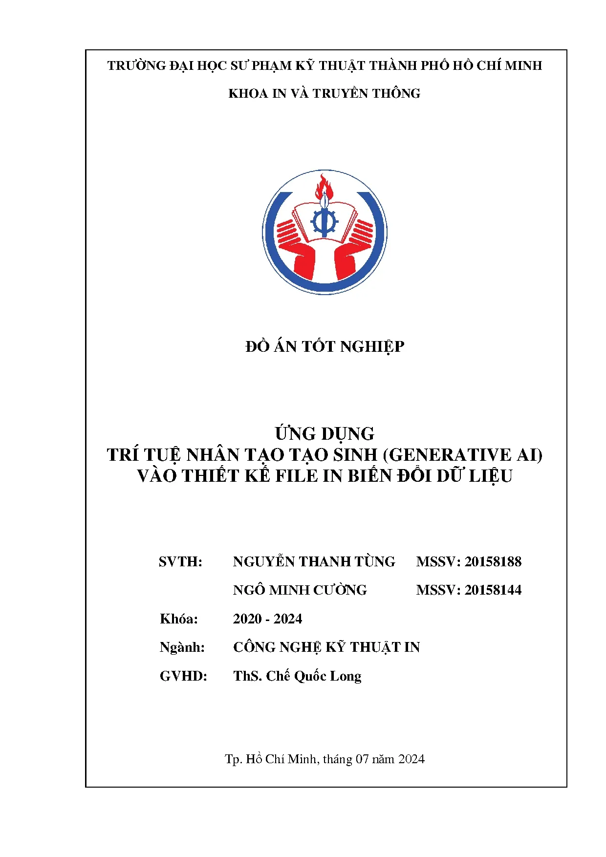 Đồ án tốt nghiệp - Ứng dụng trí tuệ nhân tạo sinh (Generative AI) vào thiết kế file in biến đổi dữ L - Trang 2