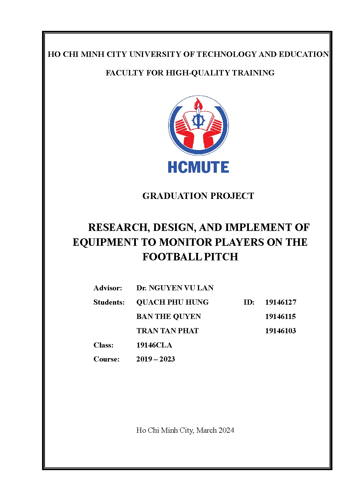 Đồ án tốt nghiệp - Research, design, and implement of equipment to monitor players on the football P