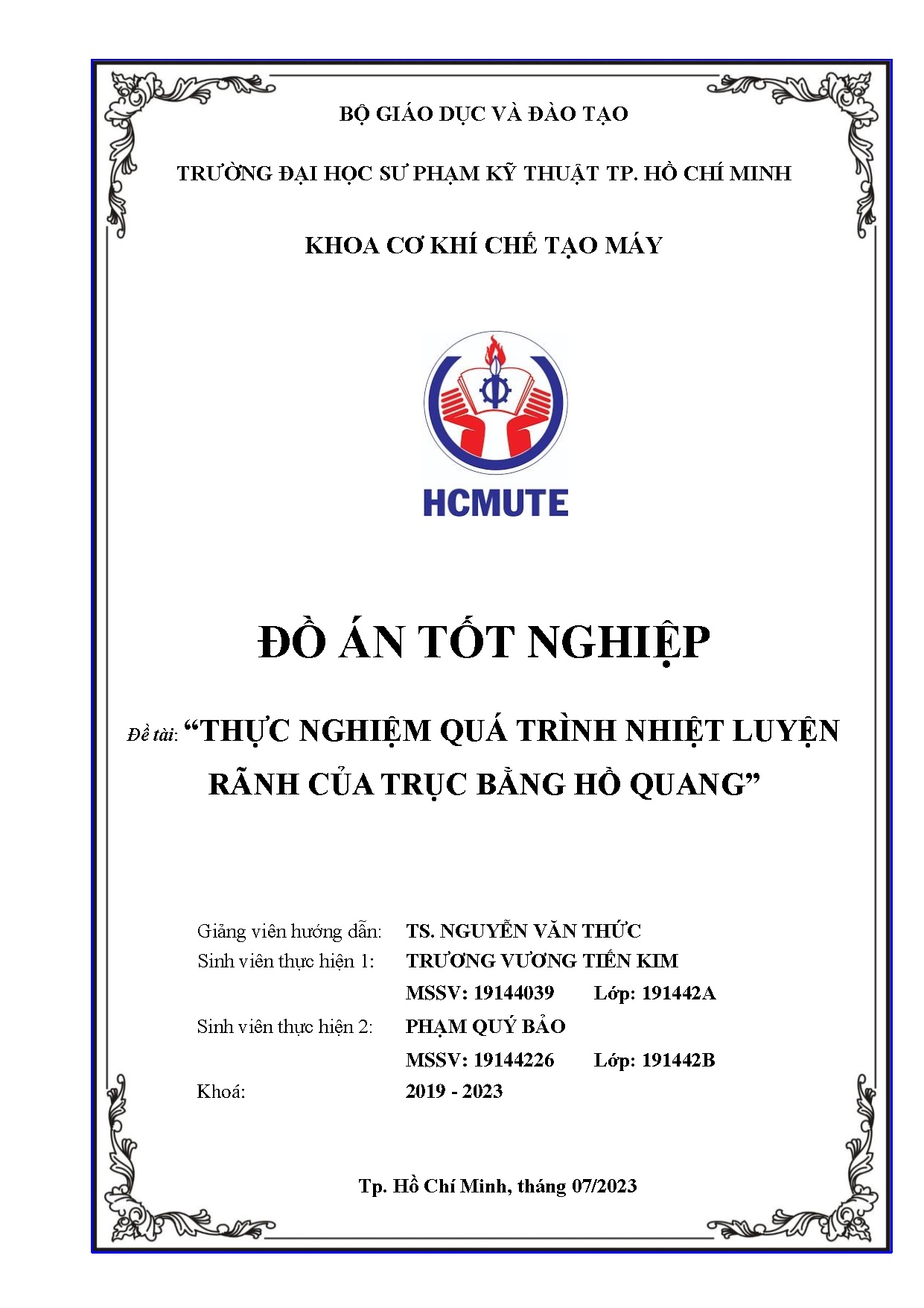 Đồ án tốt nghiệp - Thực nghiệm quá trình nhiệt luyện rãnh của trục bằng hồ quang